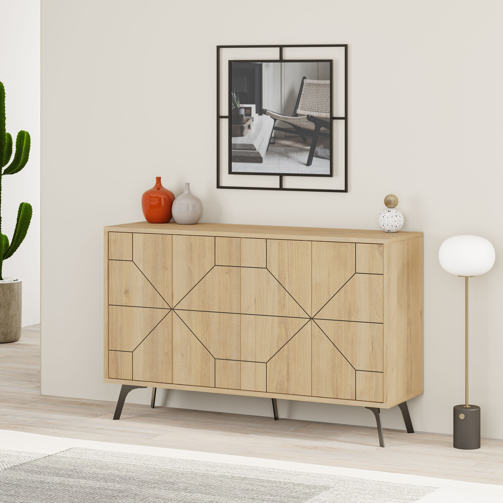 Consola, Hanah Home, pal melaminat, stejar, 123x35x62.4 cm — imaginea 2