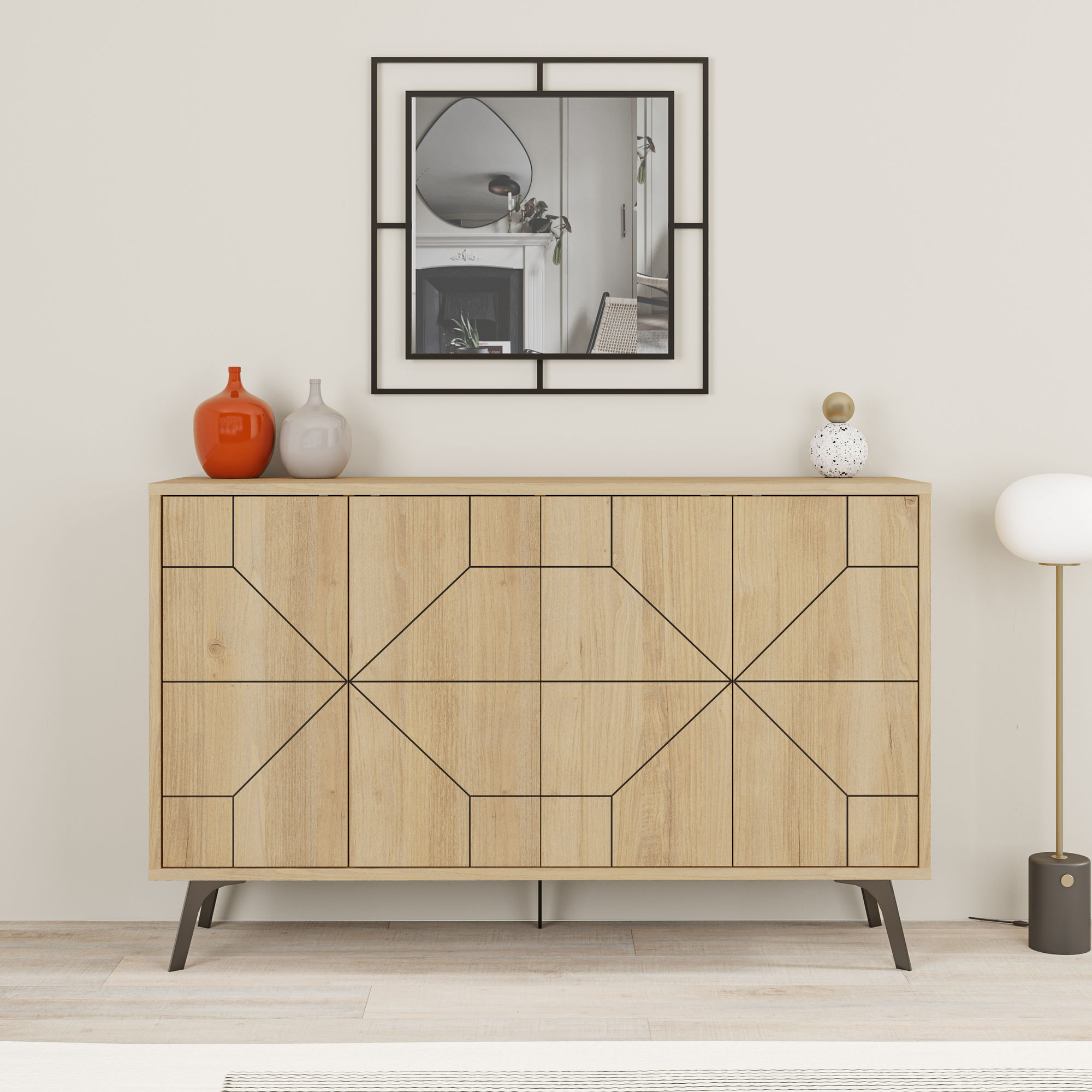 Consola, Hanah Home, pal melaminat, stejar, 123x35x62.4 cm — imaginea 3