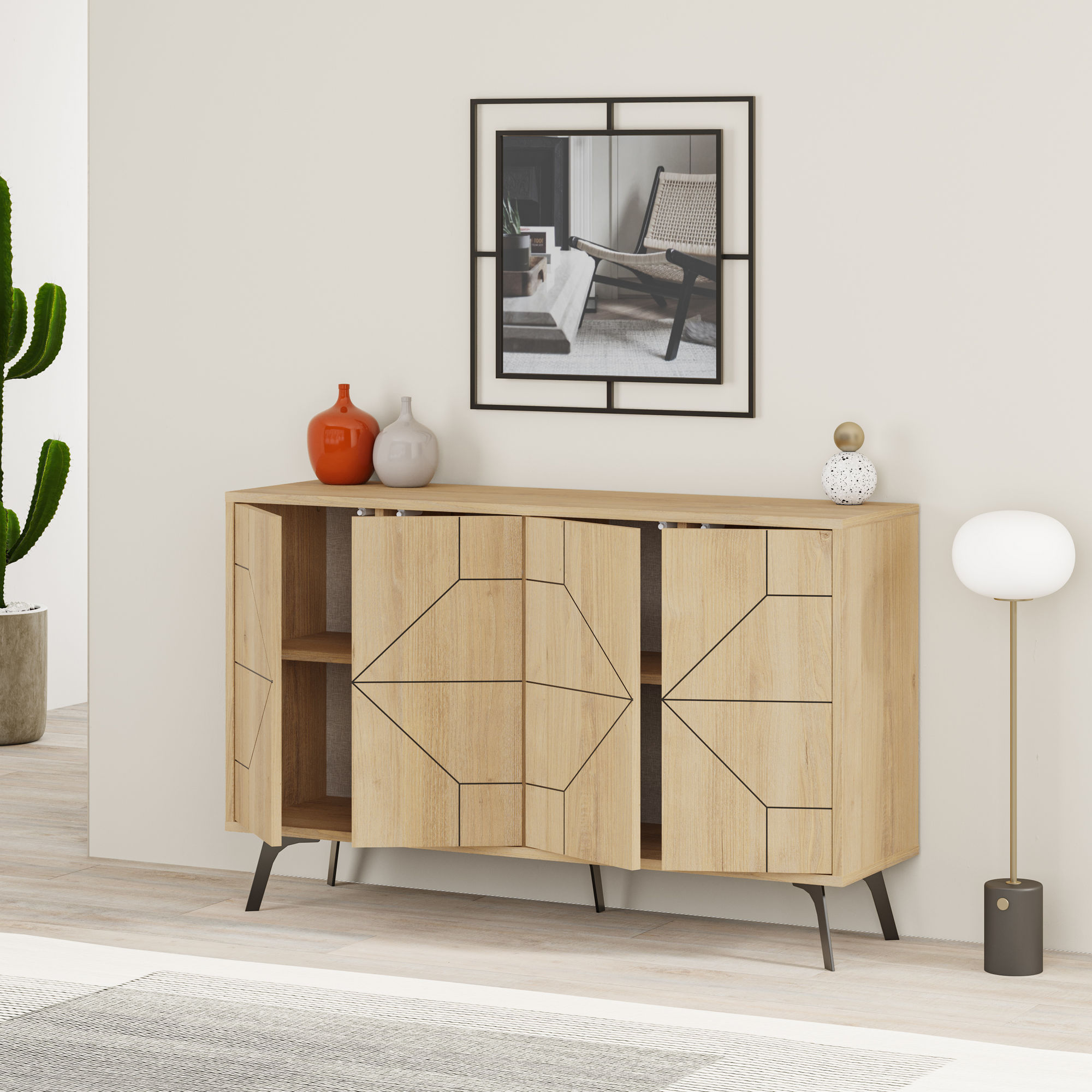 Consola, Hanah Home, pal melaminat, stejar, 123x35x62.4 cm — imaginea 4