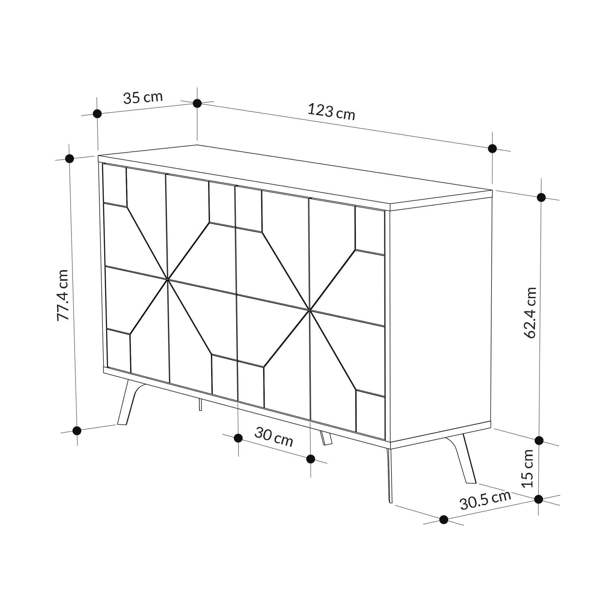 Consola, Hanah Home, pal melaminat, stejar, 123x35x62.4 cm — imaginea 6