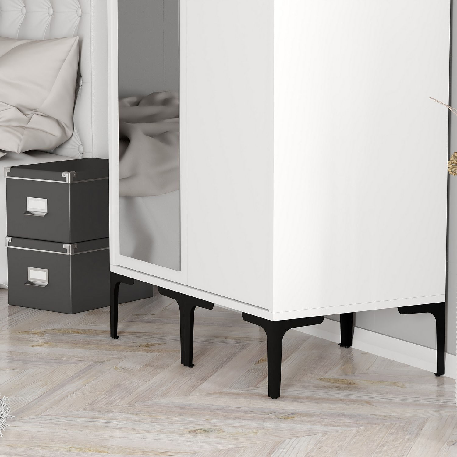 Sifonier, Hanah Home, panou de particule acoperit cu melamina, alb, 80x201.4x47.5 cm — imaginea 5