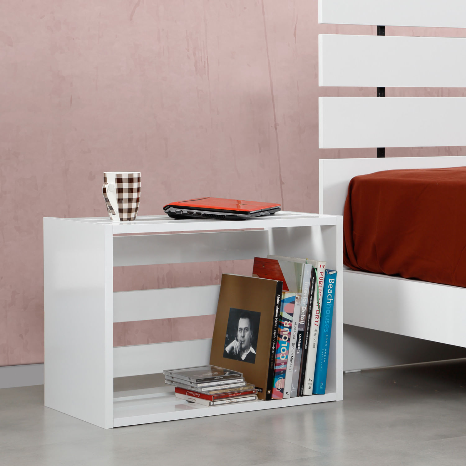 Noptiera, Hanah Home, pal melaminat, alb, 60x33x43 cm — imaginea 2