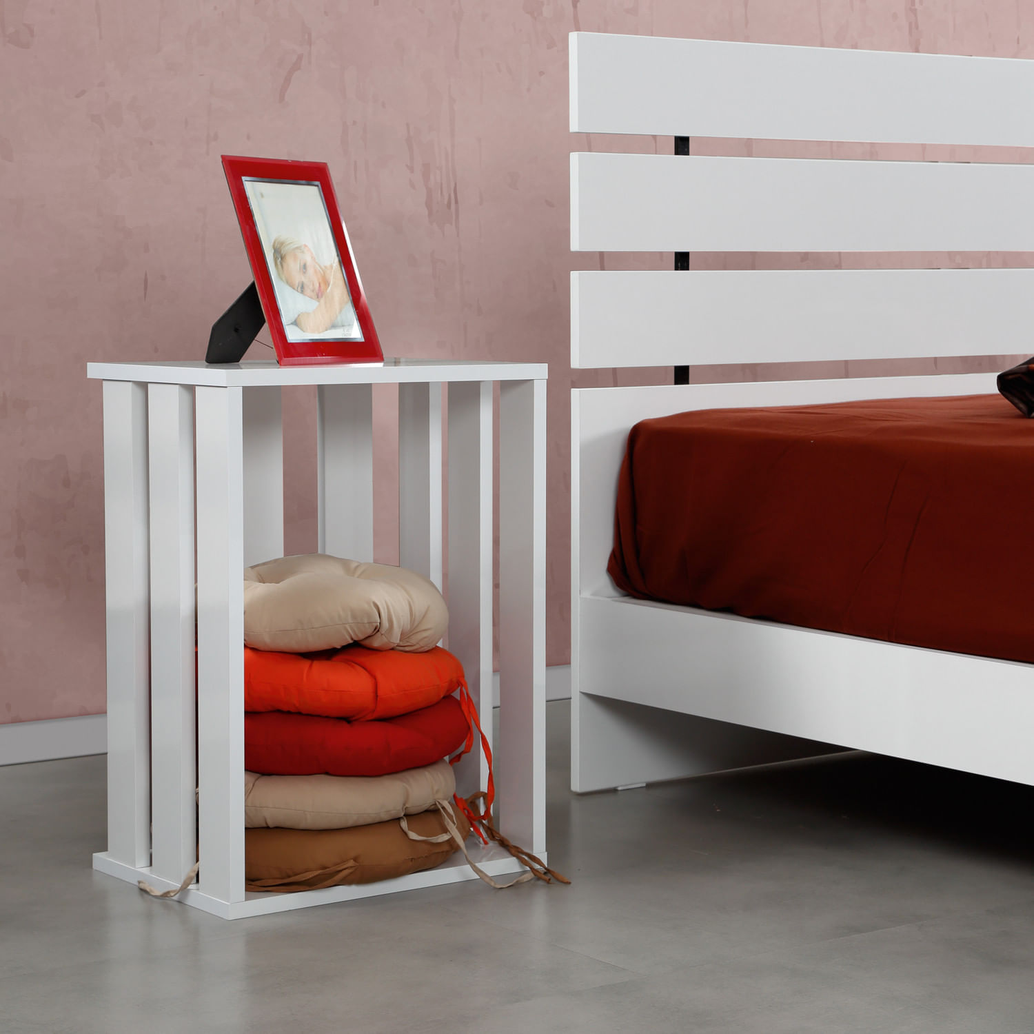 Noptiera, Hanah Home, pal melaminat, alb, 60x33x43 cm — imaginea 3