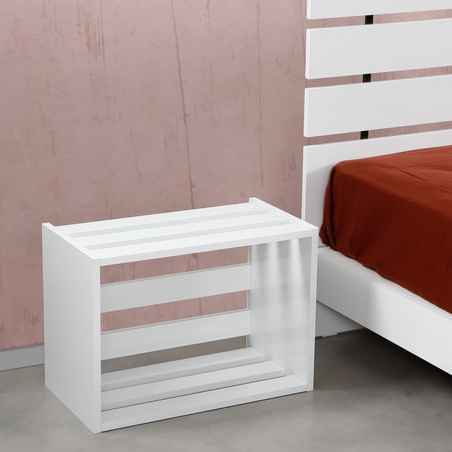 Noptiera, Hanah Home, pal melaminat, alb, 60x33x43 cm — imaginea 4