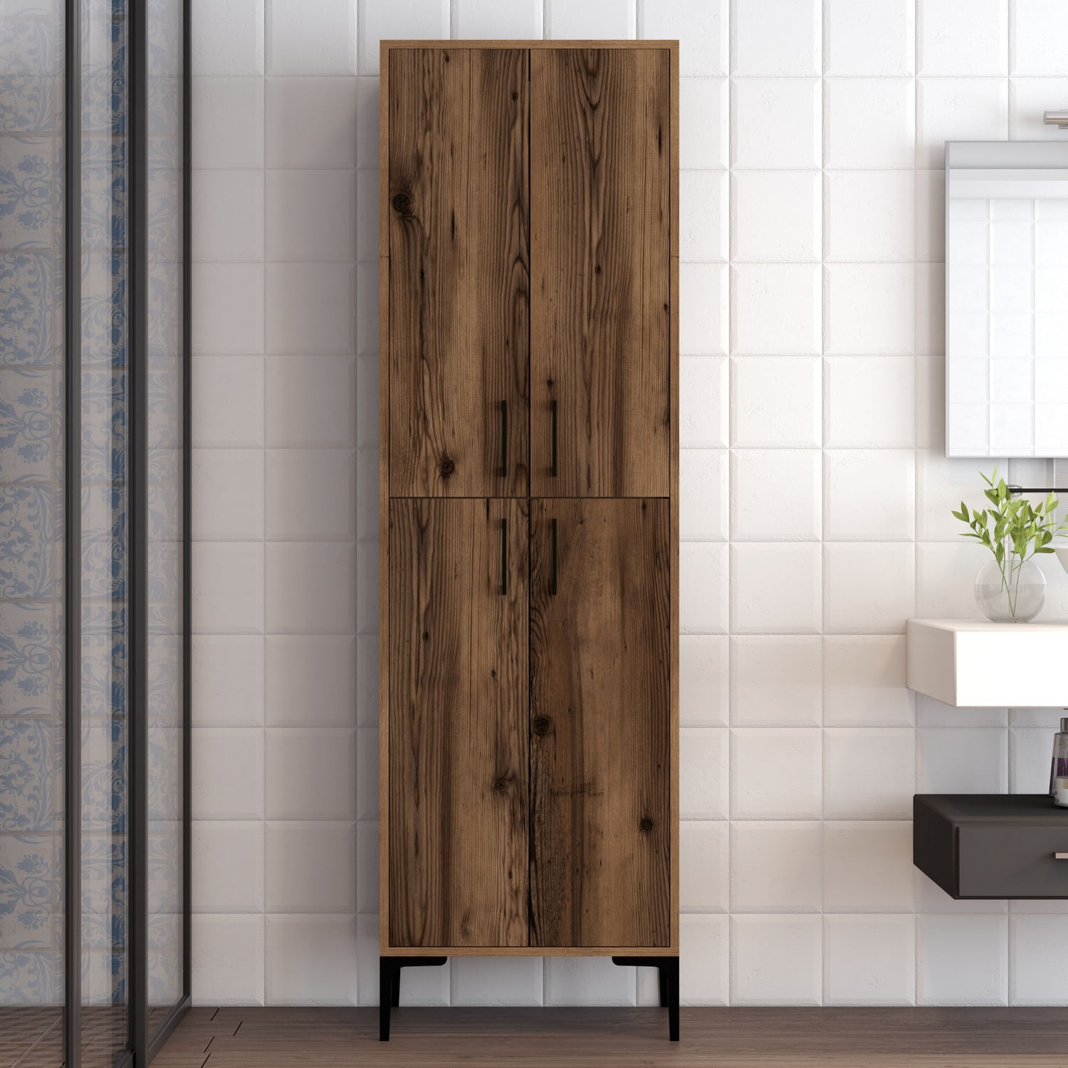 Dulap multifunctional, Hanah Home, pal melaminat, nuc, 60x35x200 cm — imaginea 4