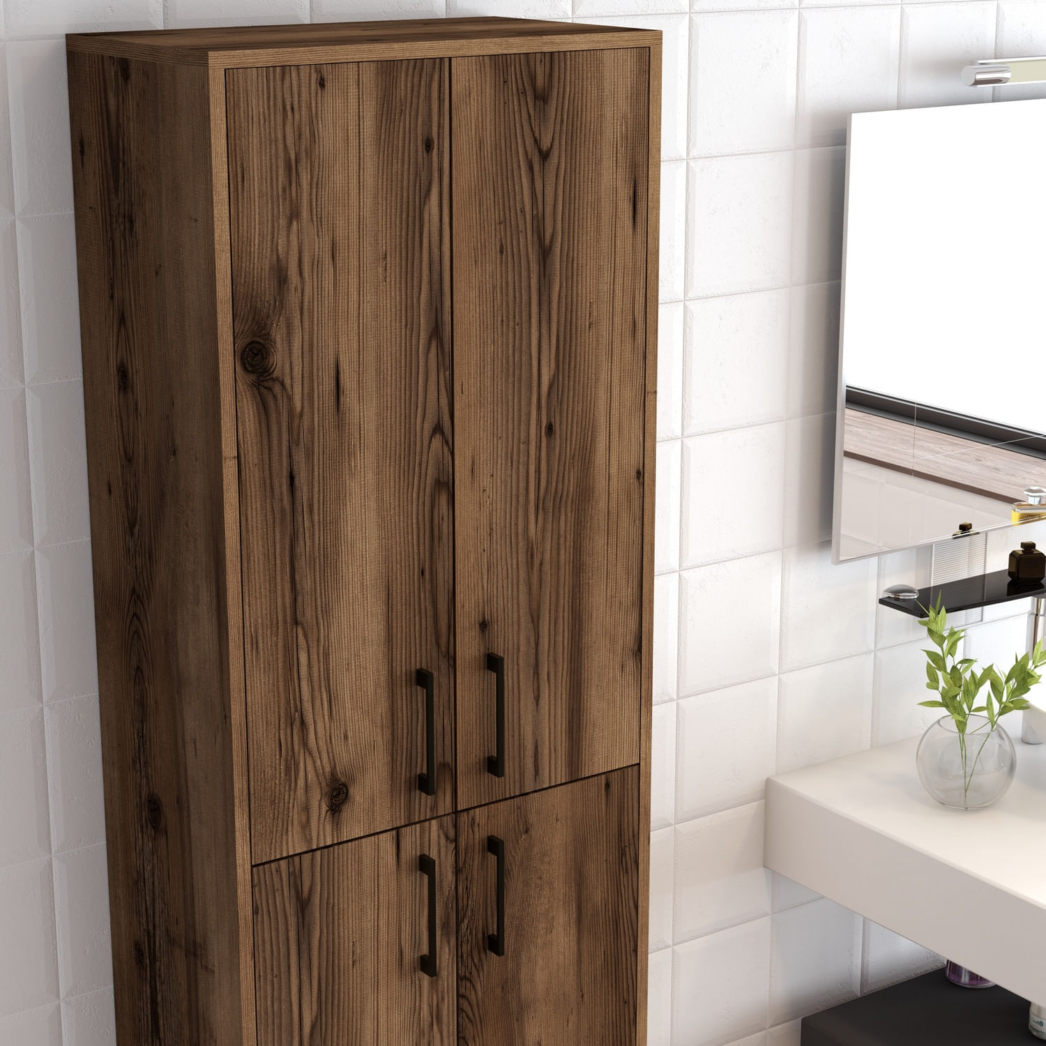 Dulap multifunctional, Hanah Home, pal melaminat, nuc, 60x35x200 cm — imaginea 5