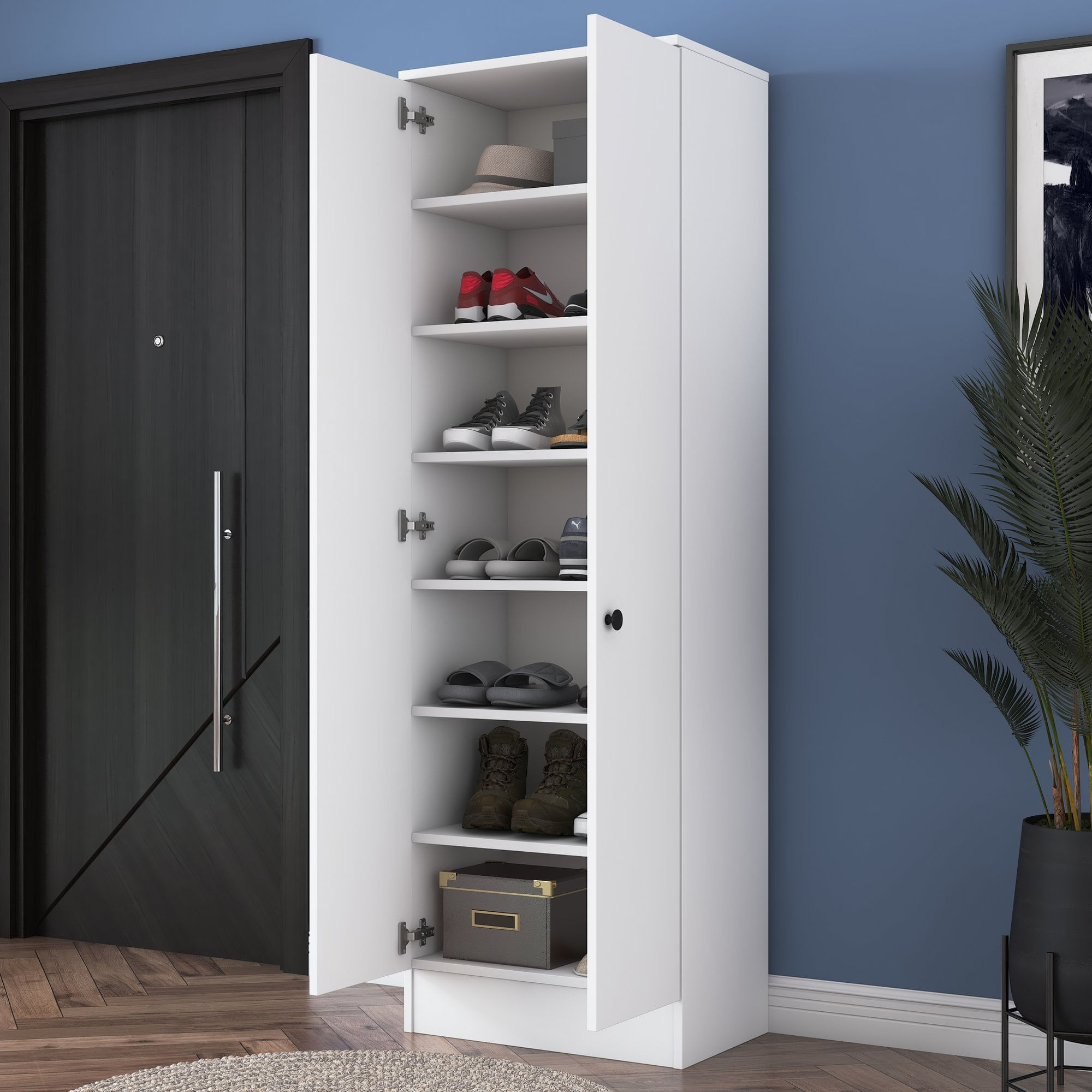 Dulap multifunctional, Hanah Home, pal melaminat, alb, 59.8x37.5x182.8 cm — imaginea 5