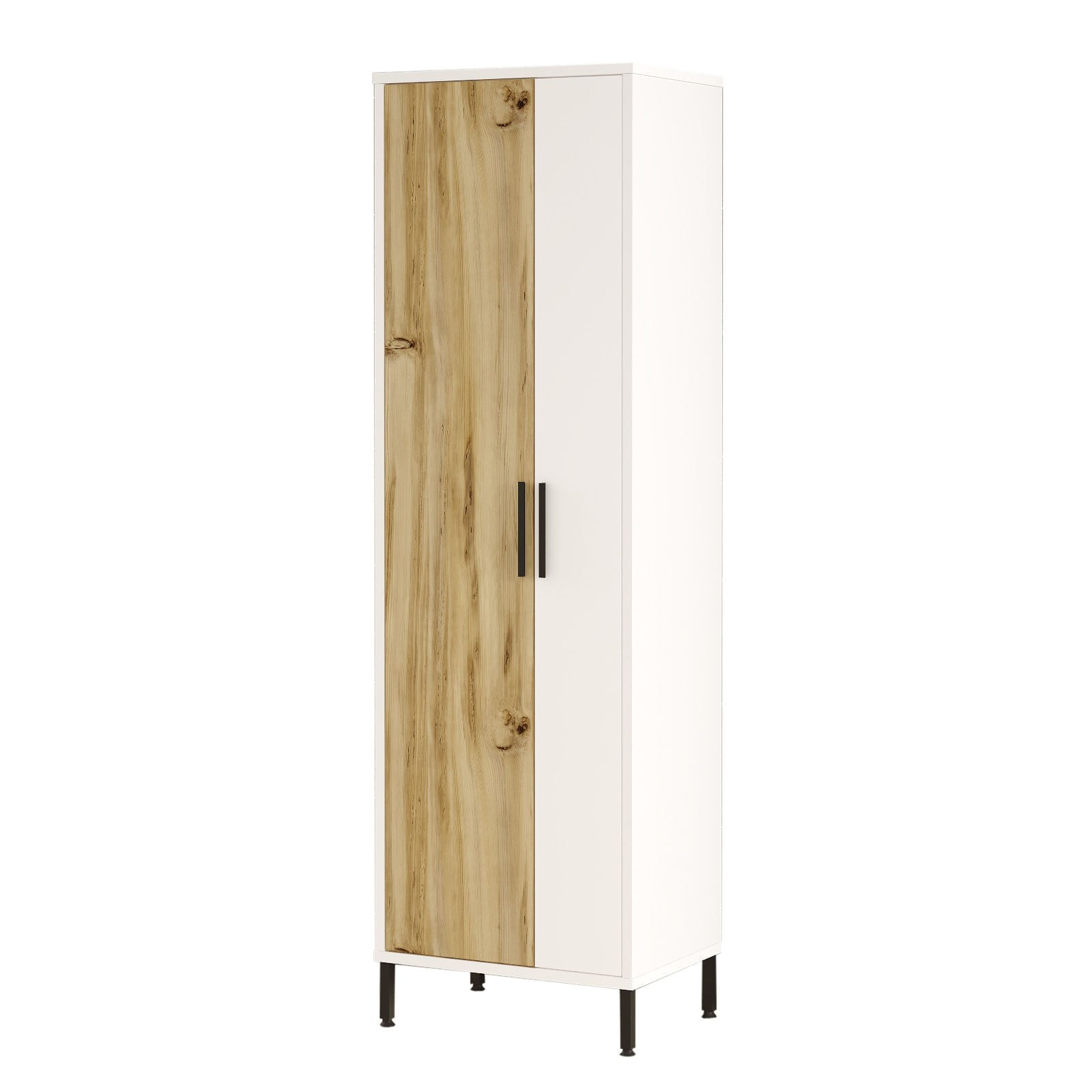 Dulap multifunctional, Hanah Home, panou aglomerat melaminat, nuc si alb, 50.4x35.7x165 cm — imaginea 2