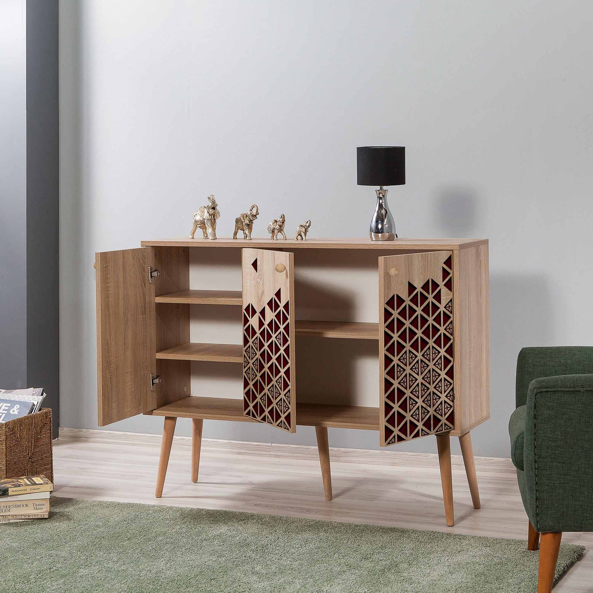 Consola, Hanah Home, pal melaminat, stejar sonoma, 120x36x90 cm, 863SPH3937 — imaginea 4