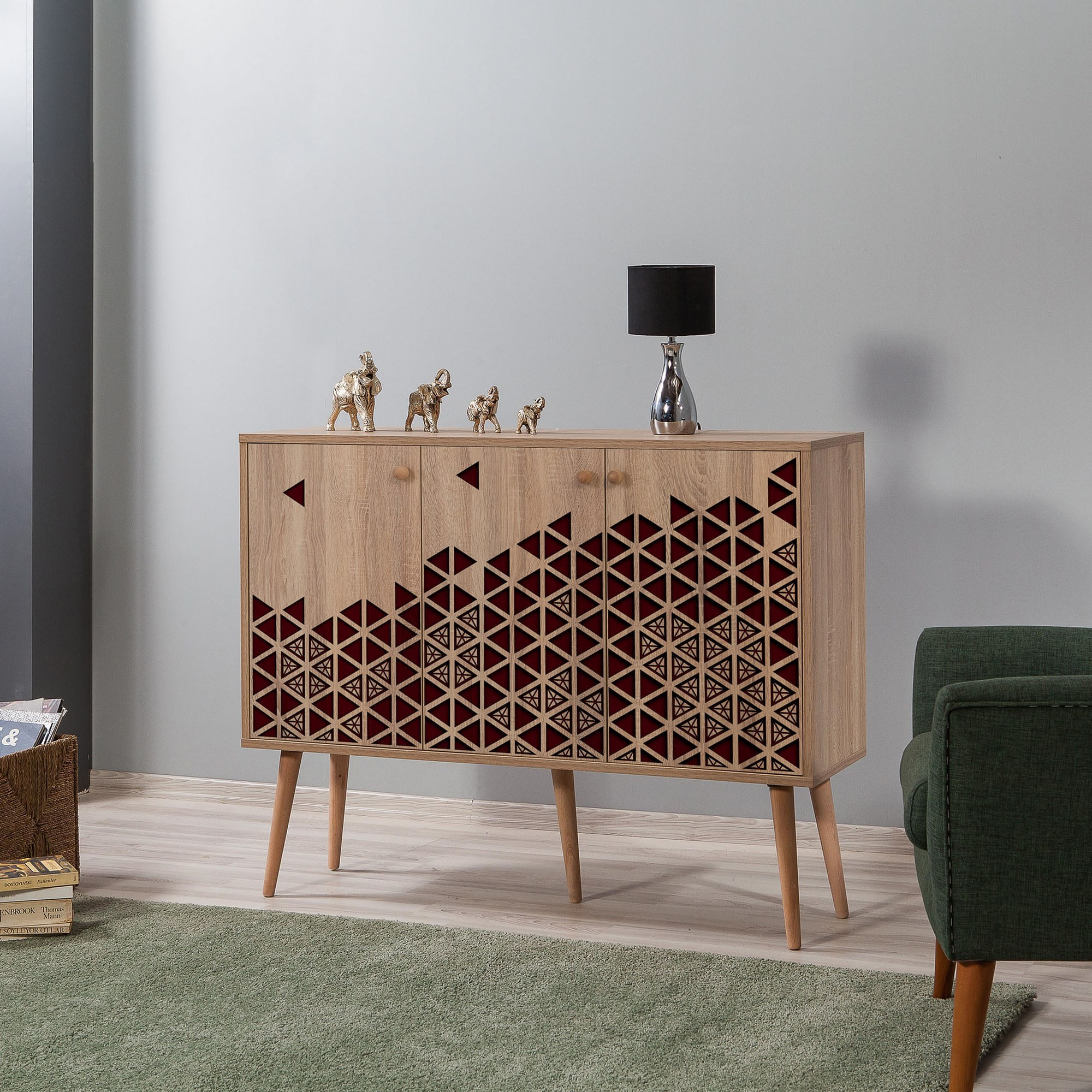 Consola, Hanah Home, pal melaminat, stejar sonoma, 120x36x90 cm, 863SPH3937 — imaginea 7