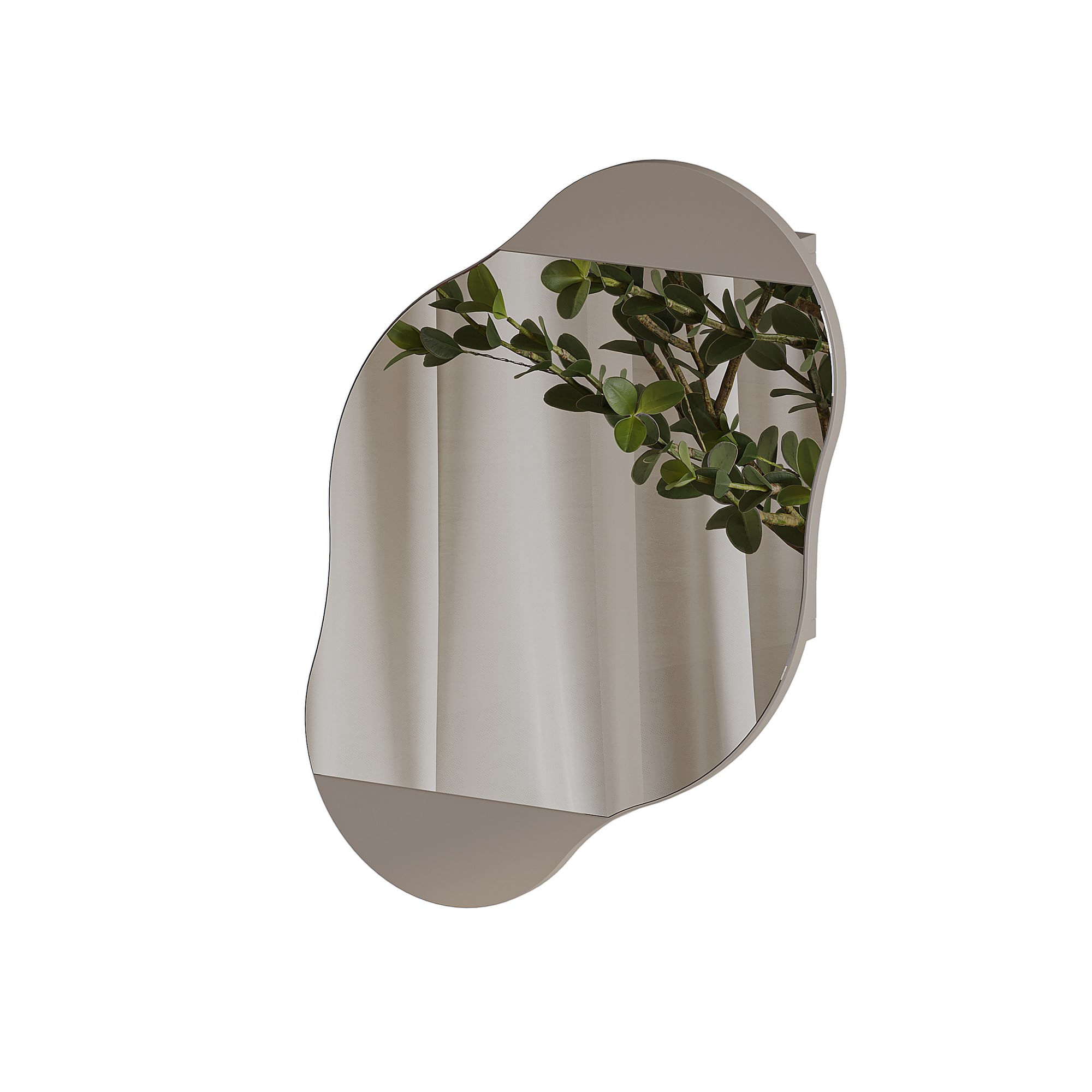 Dulap baie cu oglinda, Hanah Home, pal melaminat, mocha deschis, 60x75x13 cm