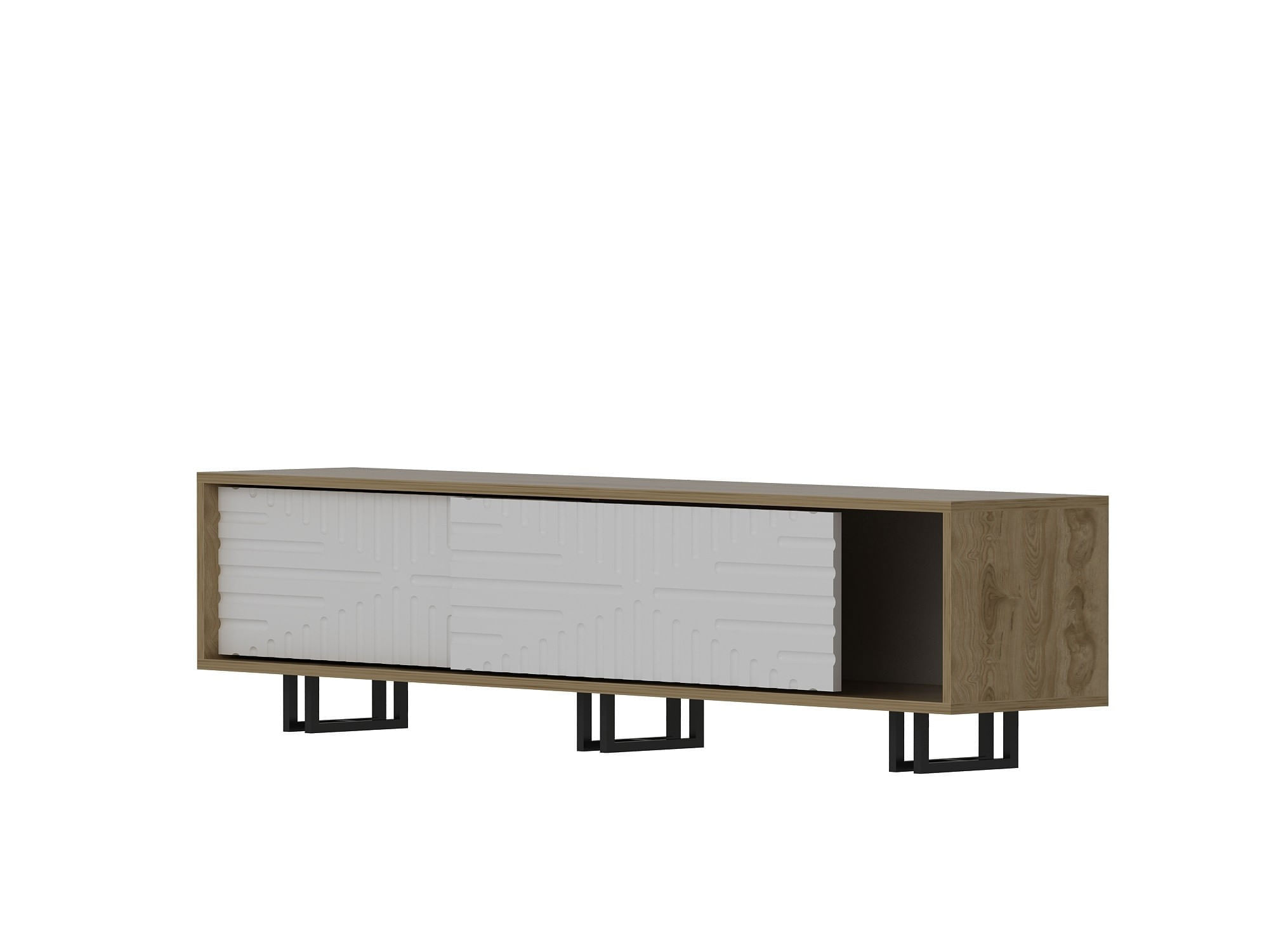 Comoda tv, Hanah Home, pal melaminat, stejar alb, 180x35x47.4 cm — imaginea 2