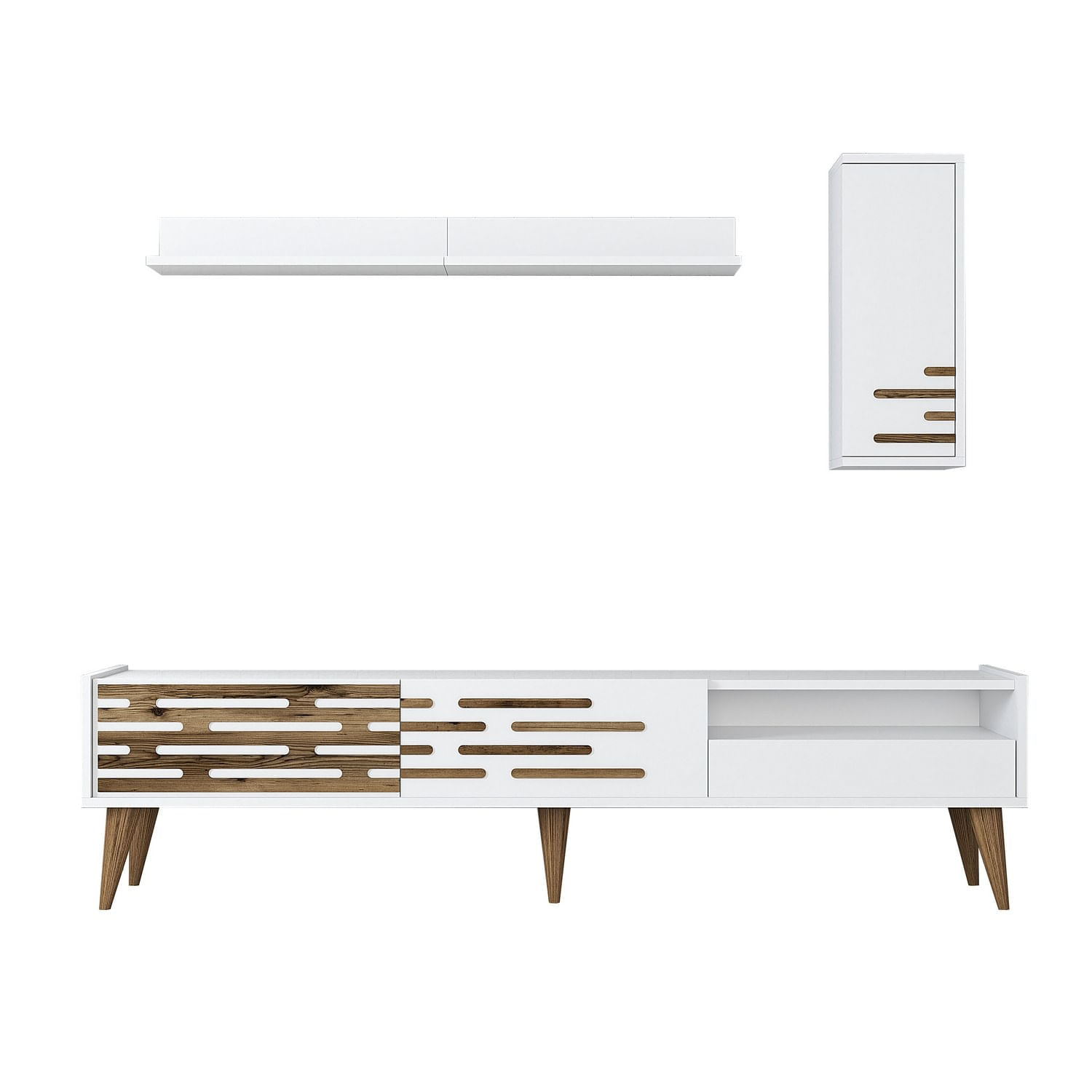 Comoda tv, Hanah Home, pal melaminat, alb, 180x45x35 cm, 845HCT5348