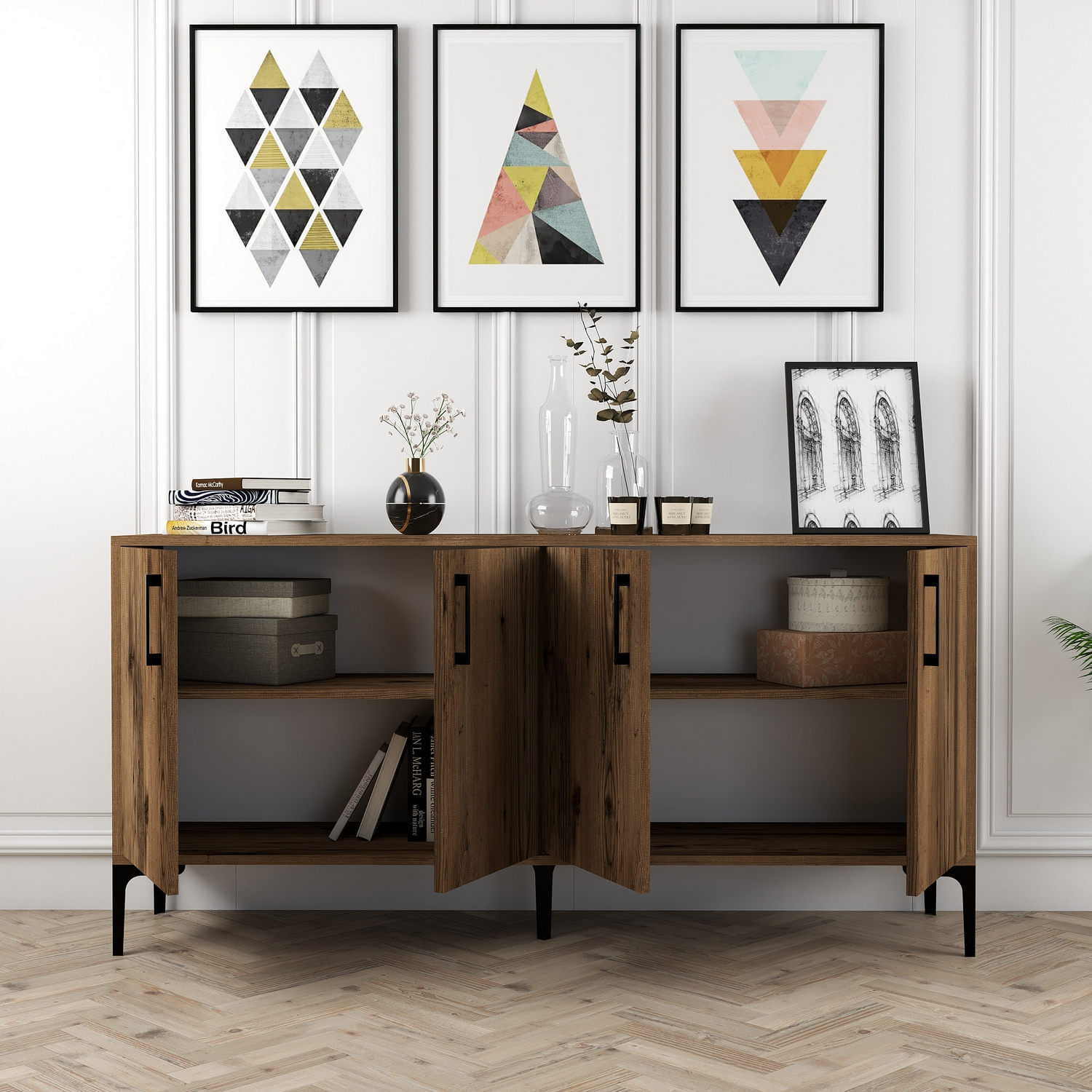 Consola, Hanah Home, pal melaminat, nuc, 160x35x78 cm, 845HCT5325 — imaginea 2