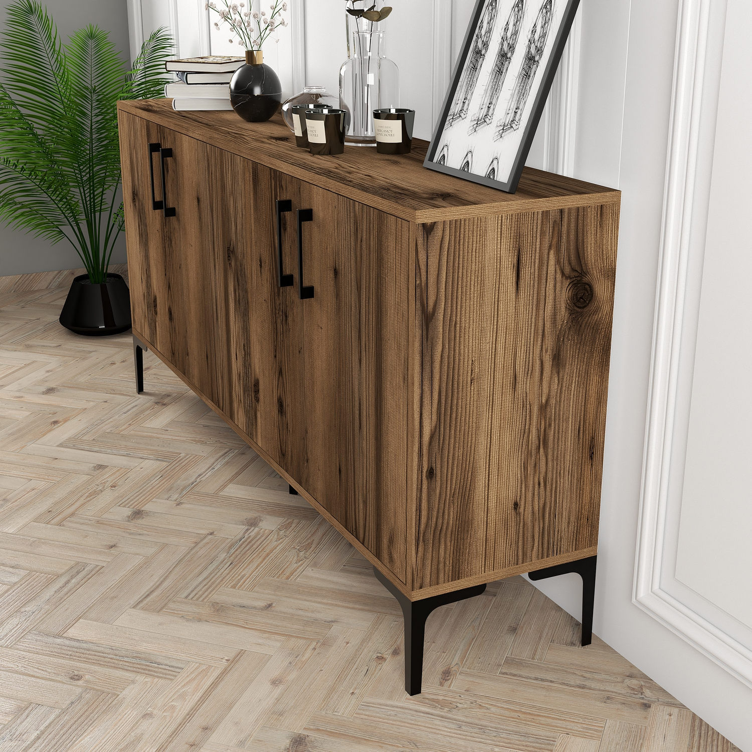 Consola, Hanah Home, pal melaminat, nuc, 160x35x78 cm, 845HCT5325 — imaginea 3