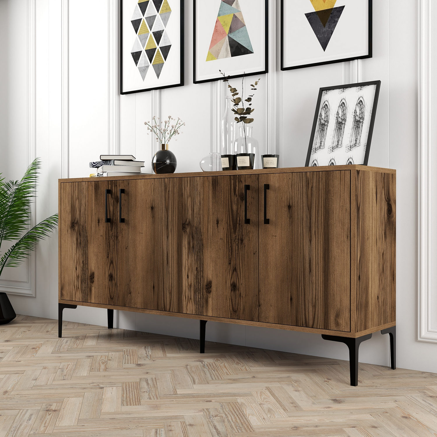 Consola, Hanah Home, pal melaminat, nuc, 160x35x78 cm, 845HCT5325 — imaginea 4