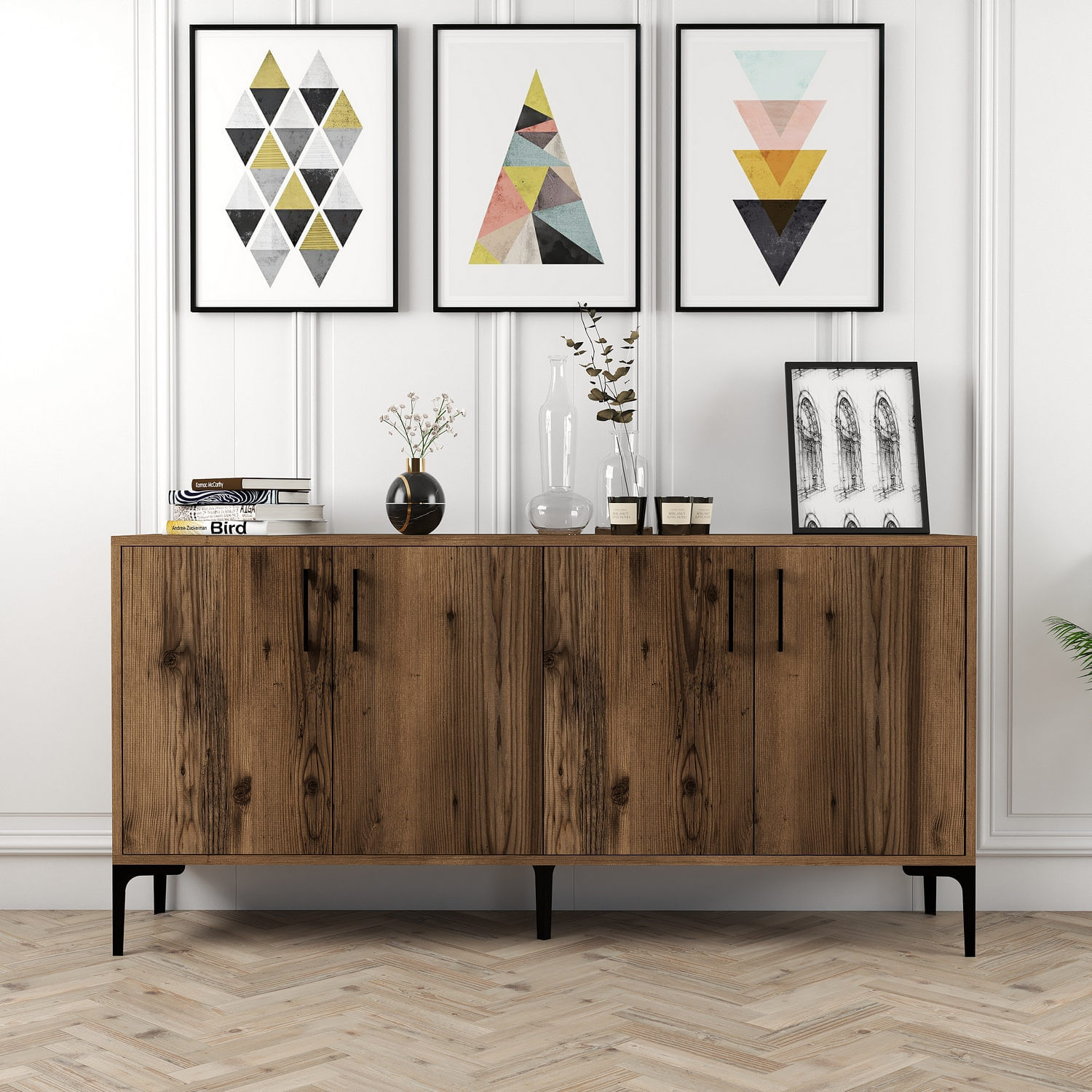 Consola, Hanah Home, pal melaminat, nuc, 160x35x78 cm, 845HCT5325 — imaginea 5