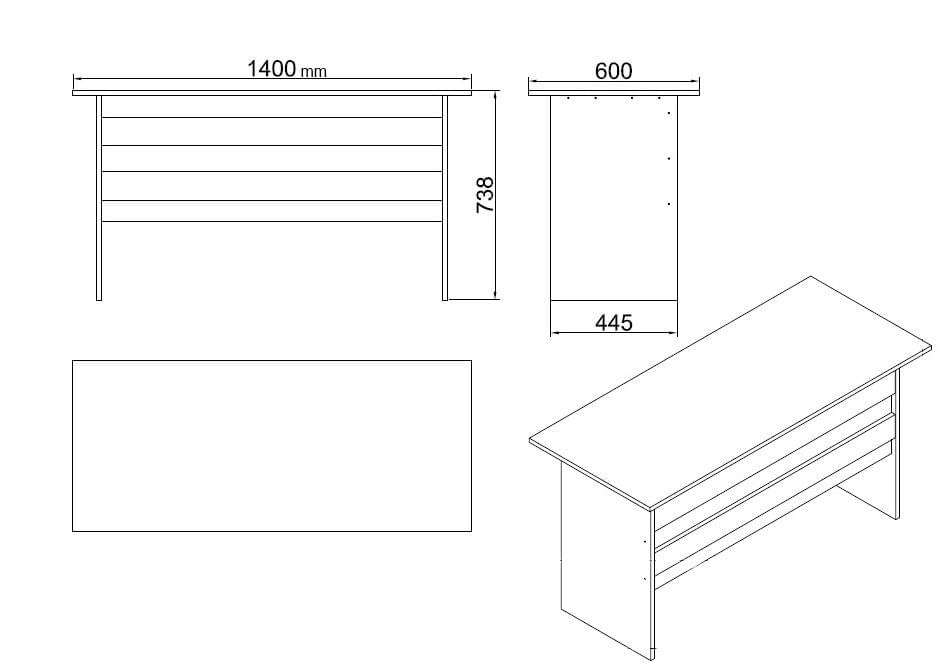 Set mobilier birou, Hanah Home, pal melaminat, nuc si antracit, birou 140x60x73.8 cm, masuta cafea 60x50x46.3 cm — imaginea 4