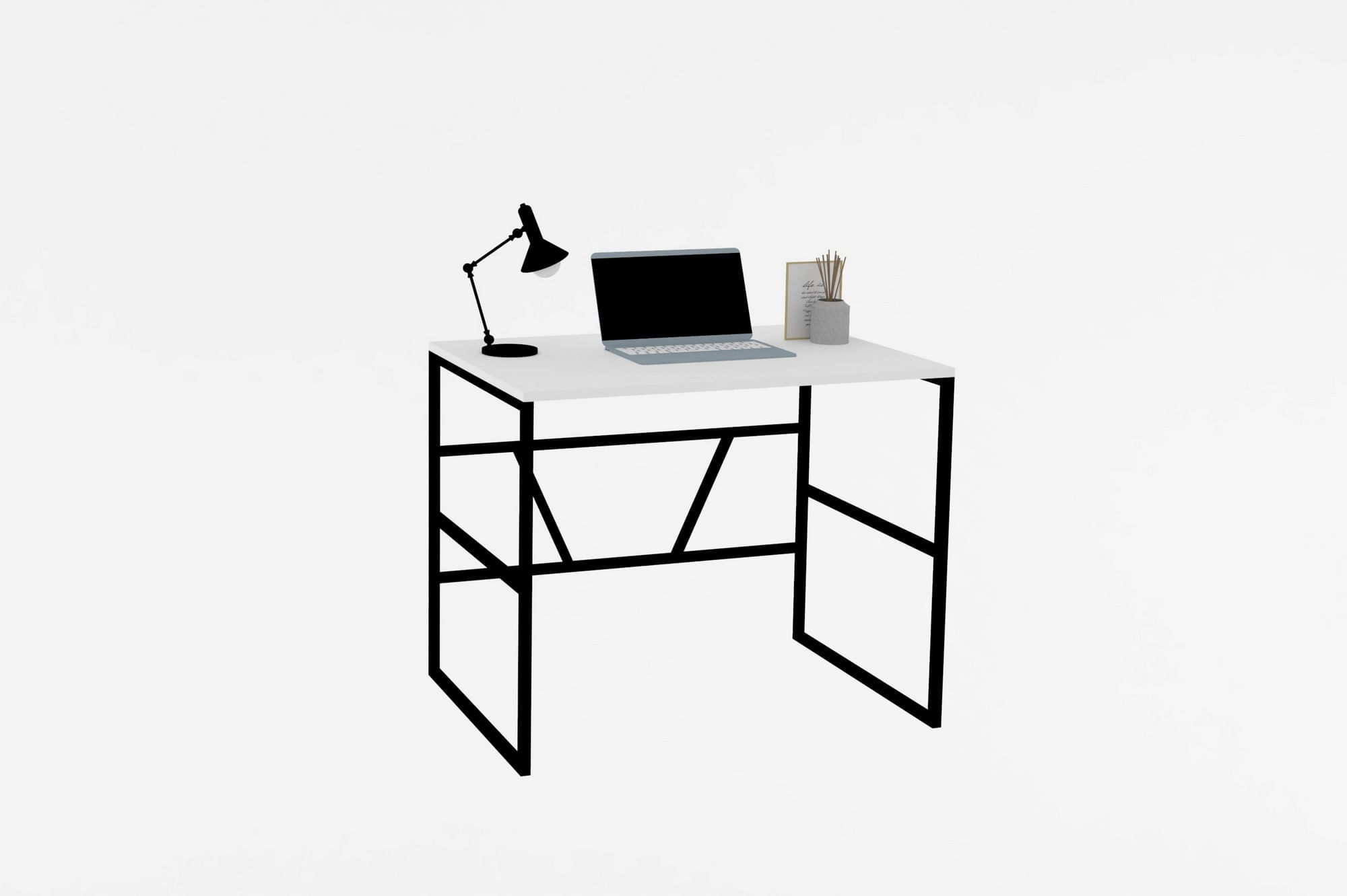 Birou de studiu, Hanah Home, pal melaminat, alb, 90x74x60 cm — imaginea 2