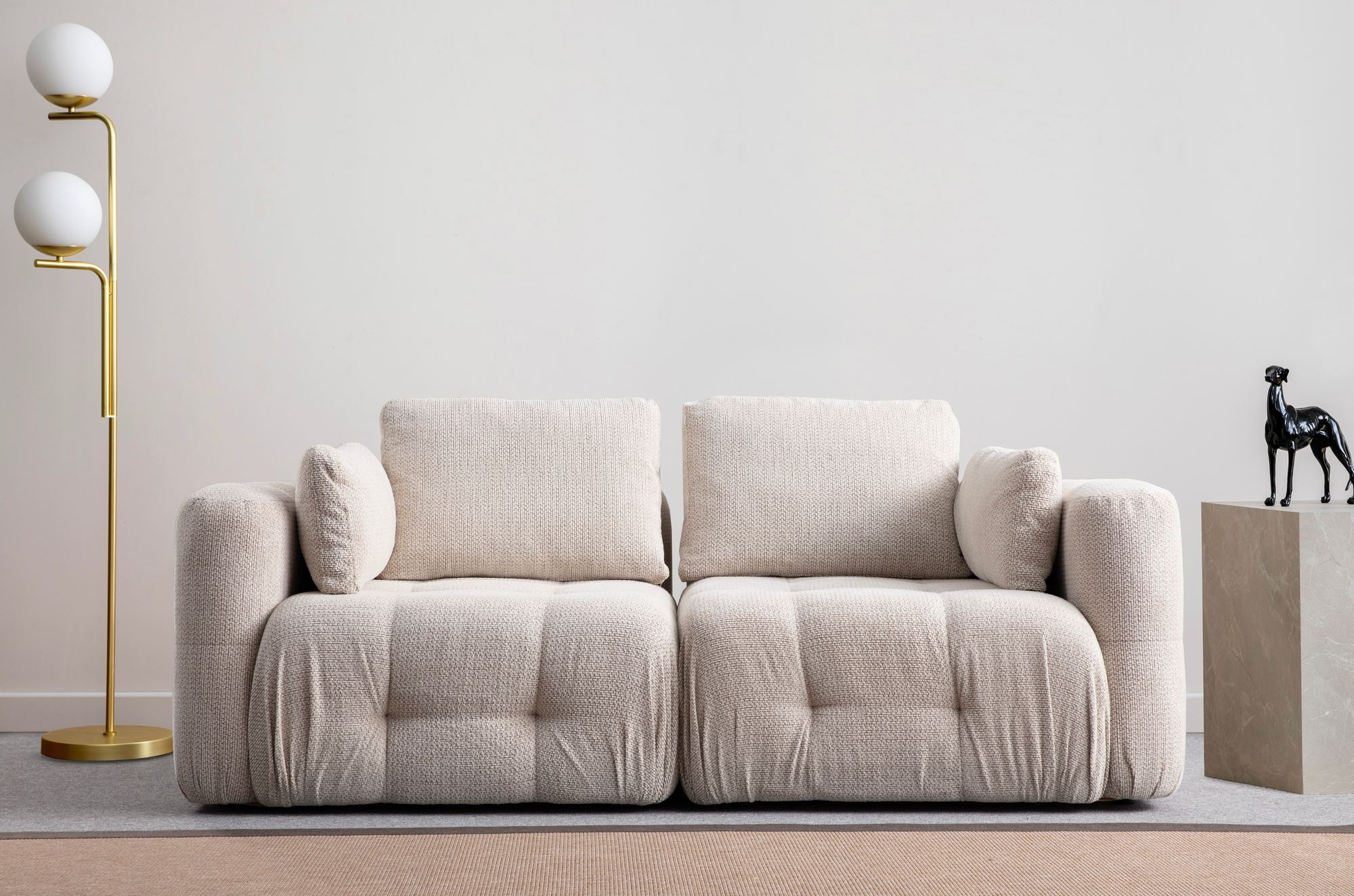 Canapea 2 locuri, Atelier Del Sofa, lemn de fag si pal, bej, 300x120x65 cm — imaginea 2