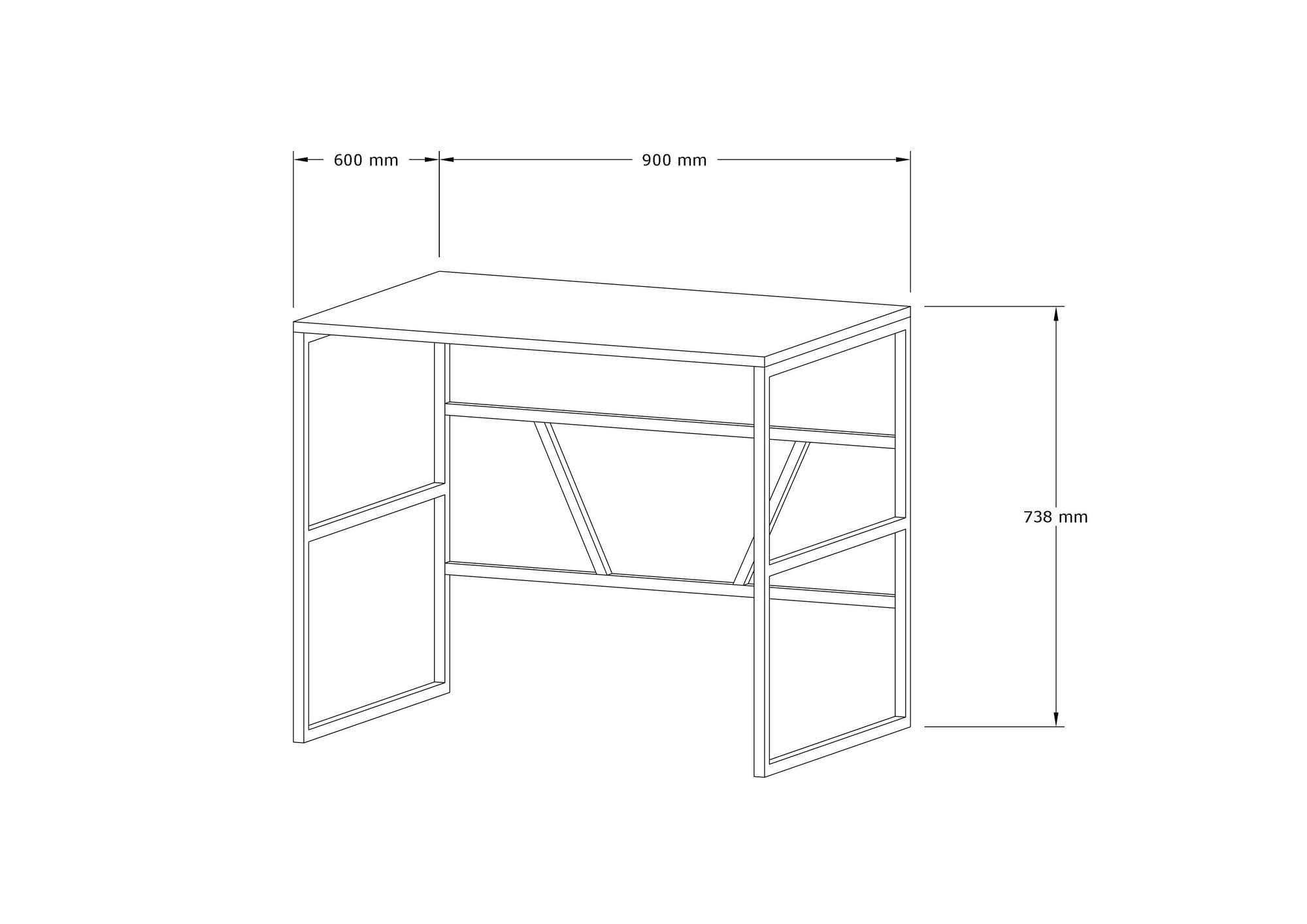Birou de studiu, Hanah Home, pal melaminat, alb, 90x74x60 cm — imaginea 5