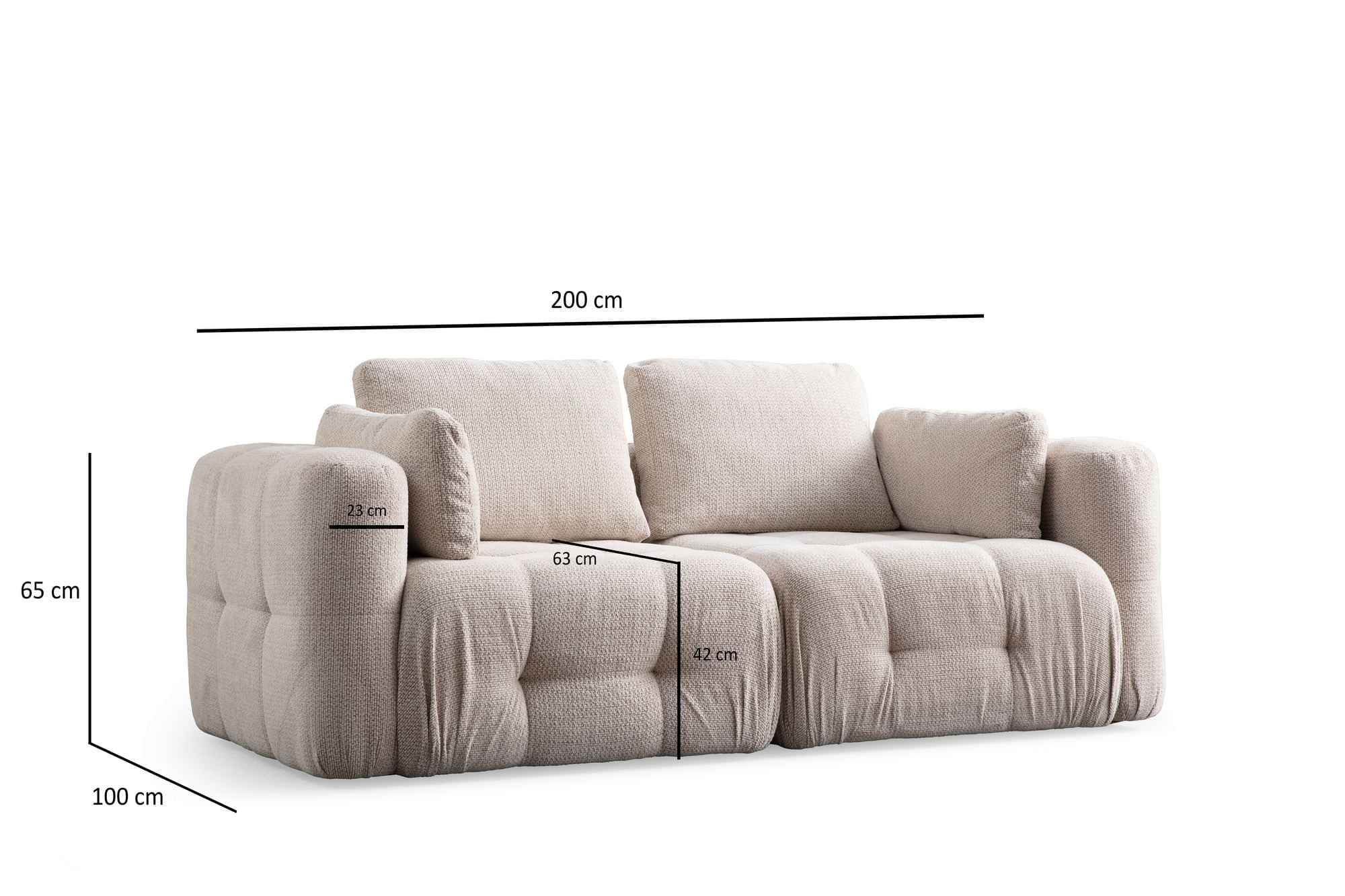 Canapea 2 locuri, Atelier Del Sofa, lemn de fag si pal, bej, 300x120x65 cm — imaginea 9