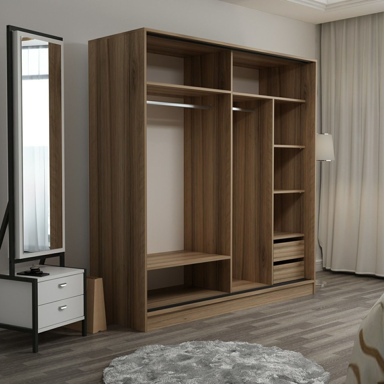 Sifonier, Hanah Home, pal melaminat, dore si antracit, 180x52x210 cm, 506MNR2536 — imaginea 2
