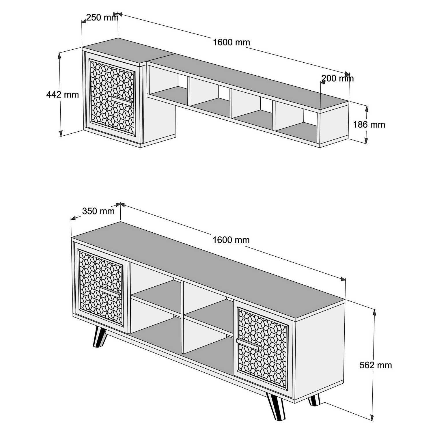 Comoda tv, Hanah Home, pal melaminat, nuc, 160x35x56.2 cm, 845HCT3064 — imaginea 5