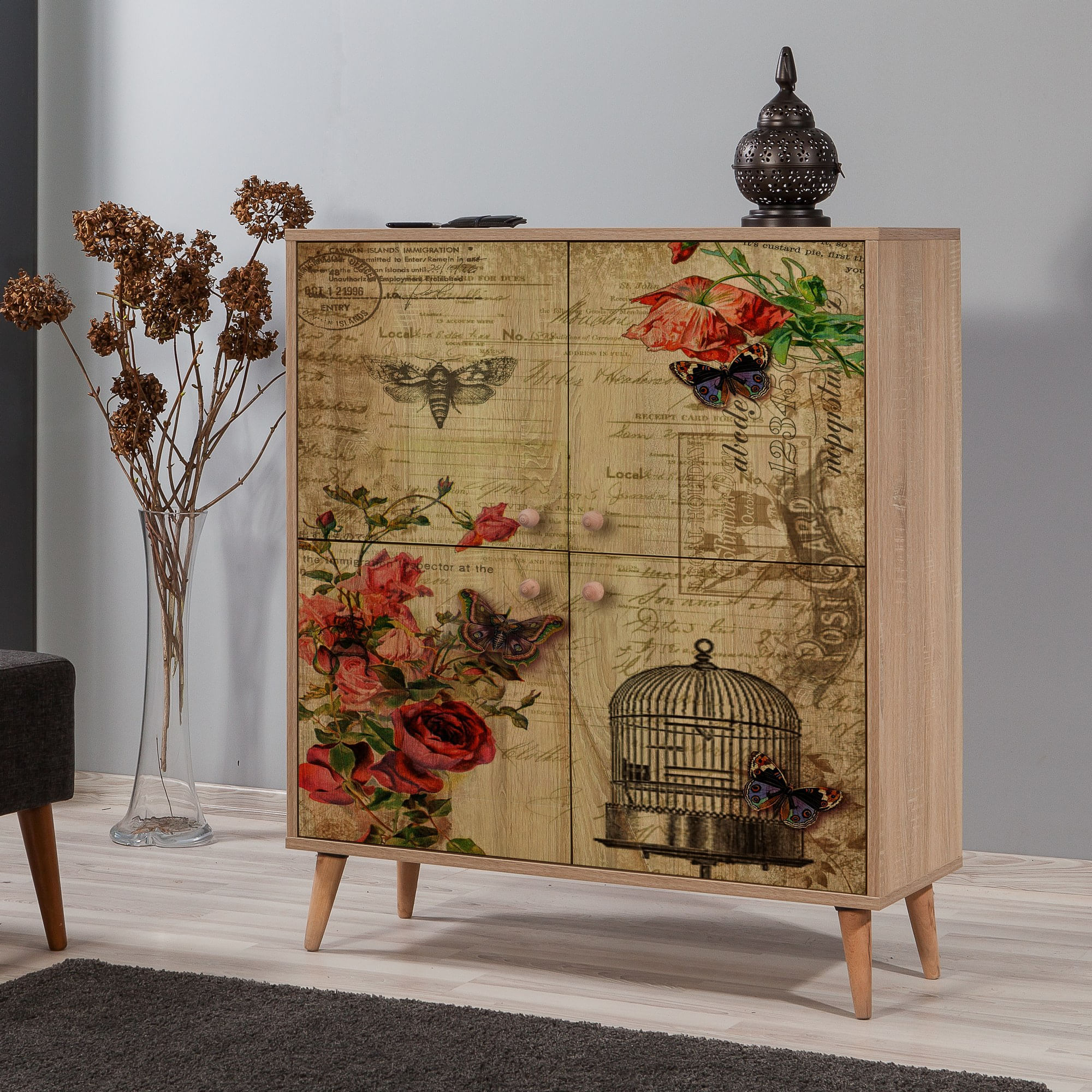 Dulap multifunctional, Hanah Home, PAL melaminat, stejar sonoma, 95x36x111 cm, 863SPH3935 — imaginea 6