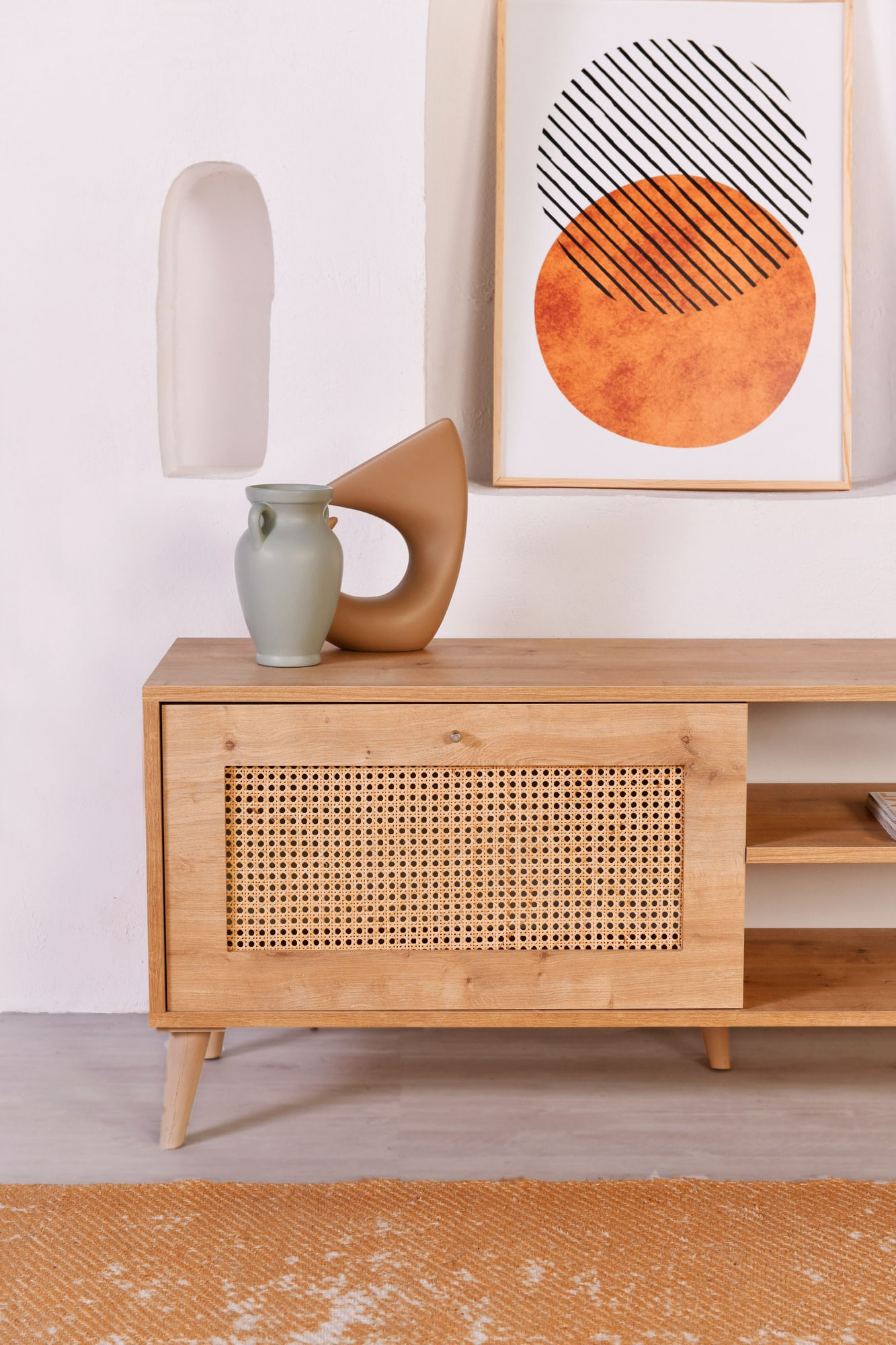Comoda tv, Hanah Home, pal melaminat, stejar, 138x41x55 cm, 998VOW1154 — imaginea 3