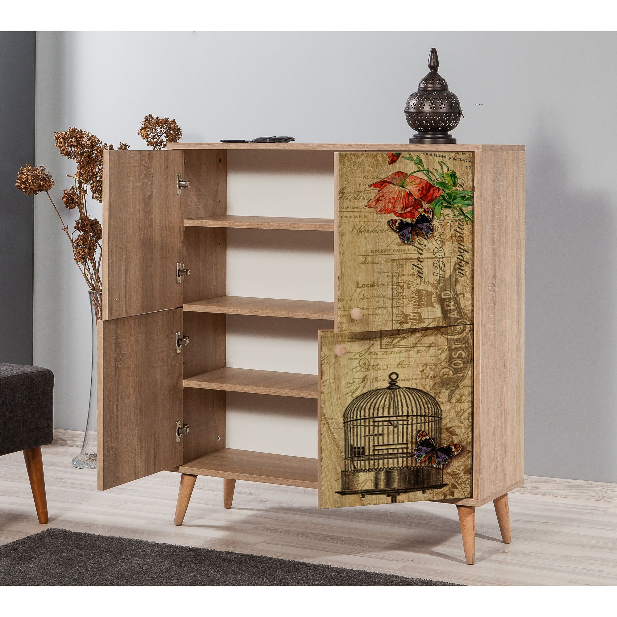 Dulap multifunctional, Hanah Home, PAL melaminat, stejar sonoma, 95x36x111 cm, 863SPH3935 — imaginea 7
