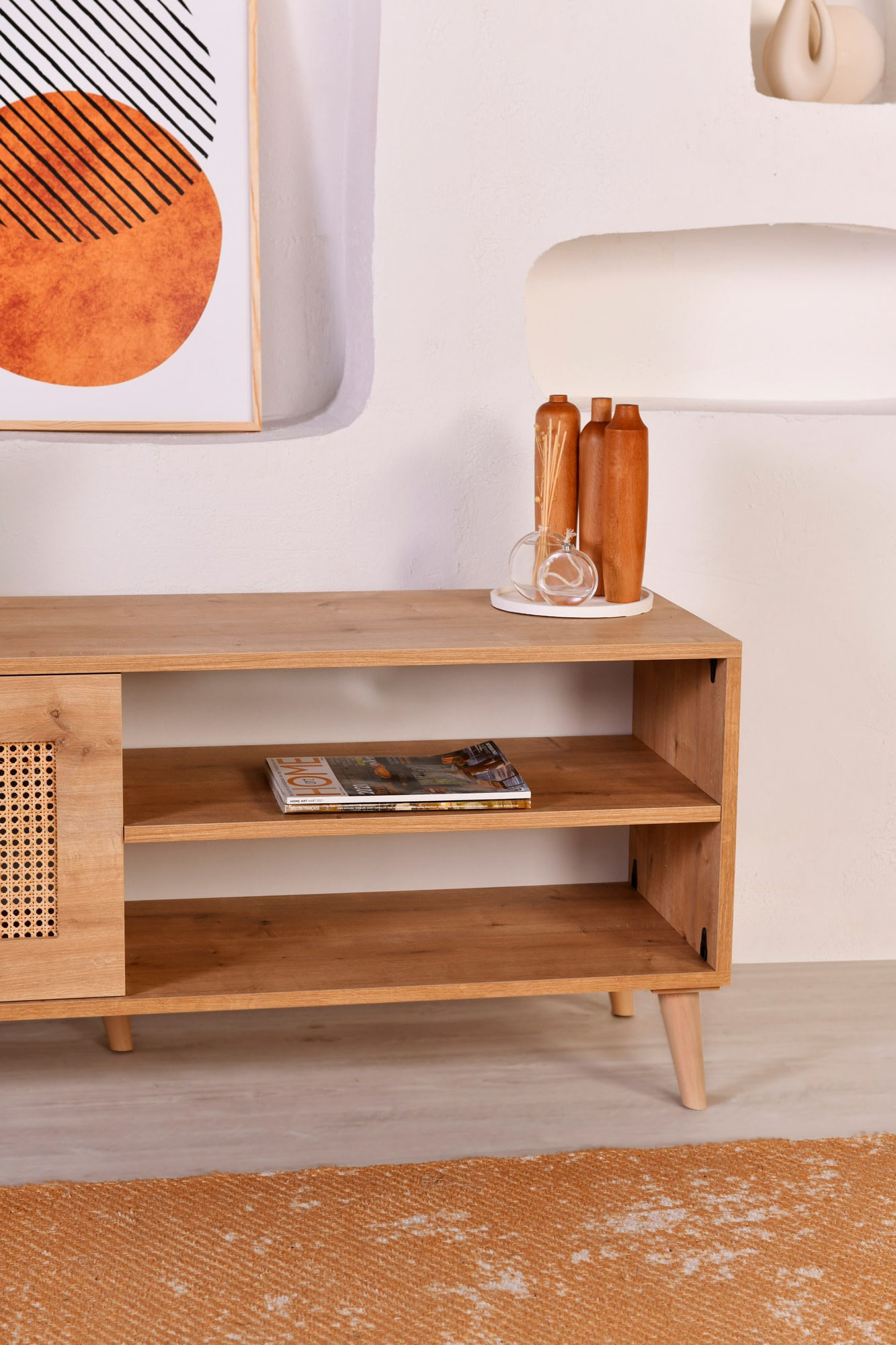 Comoda tv, Hanah Home, pal melaminat, stejar, 138x41x55 cm, 998VOW1154 — imaginea 4