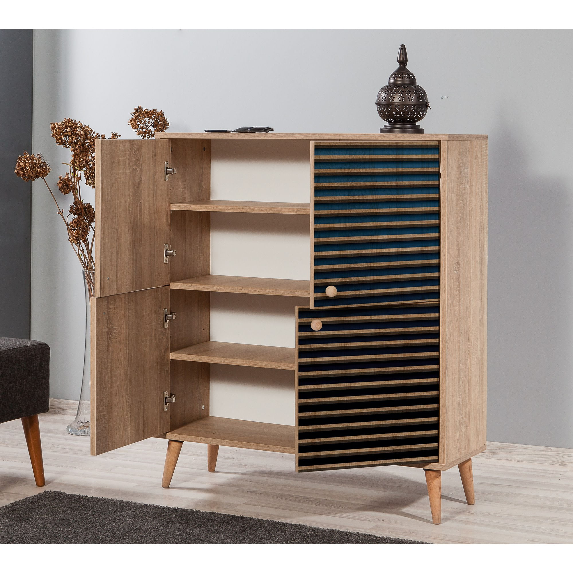 Dulap multifunctional, Hanah Home, pal melaminat, stejar sonoma, 95x36x111 cm, 863SPH3950 — imaginea 4