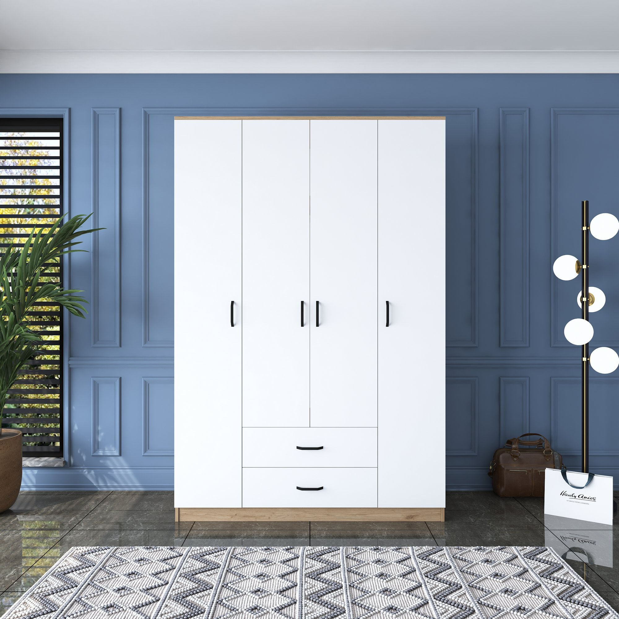 Sifonier, Hanah Home, pal melaminat, nuc alb, 140x51.5x210 cm — imaginea 3