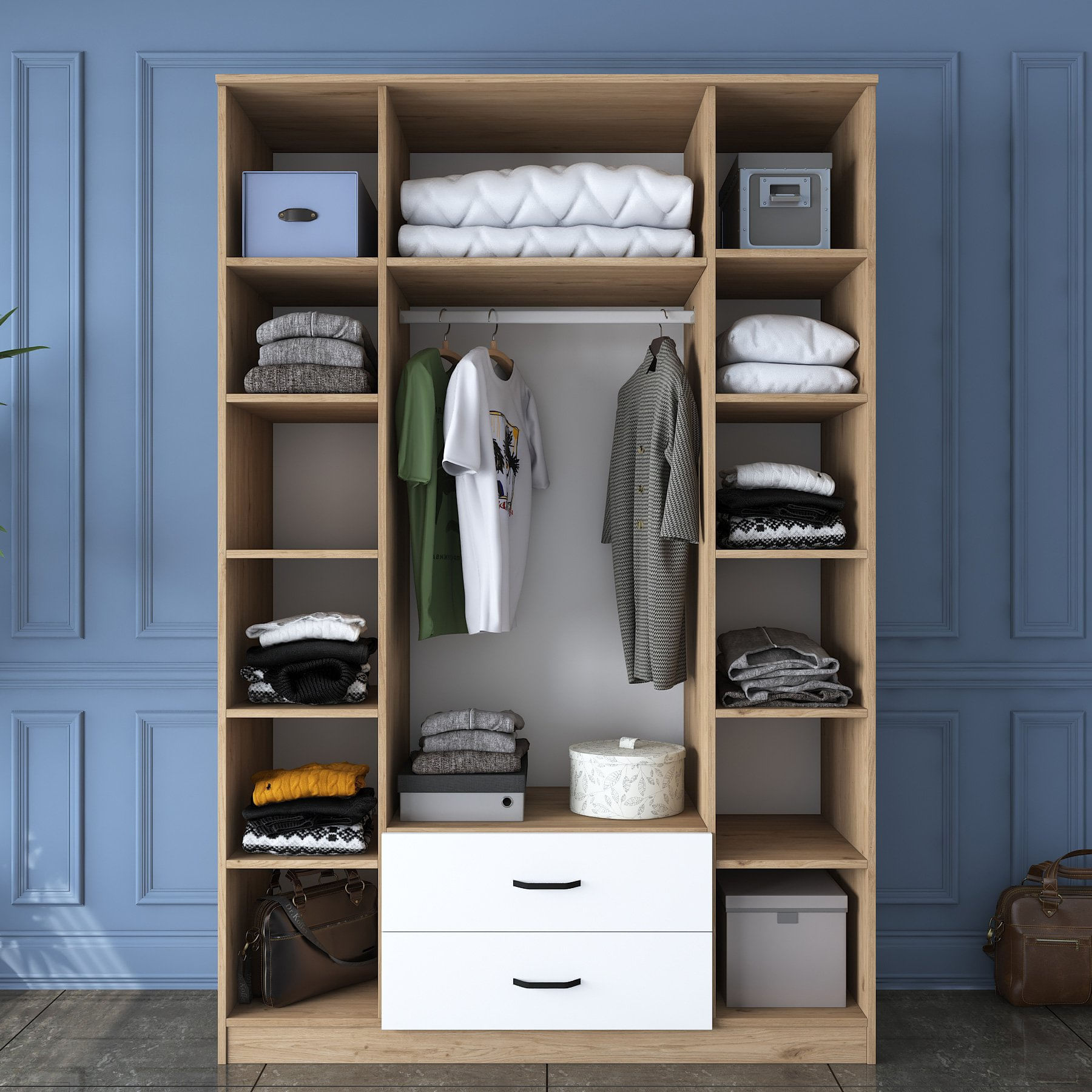 Sifonier, Hanah Home, pal melaminat, nuc alb, 140x51.5x210 cm — imaginea 4