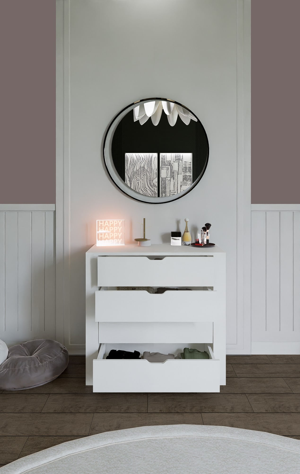 Comoda, Hanah Home, pal melaminat, alb, 90x42x85 cm — imaginea 4
