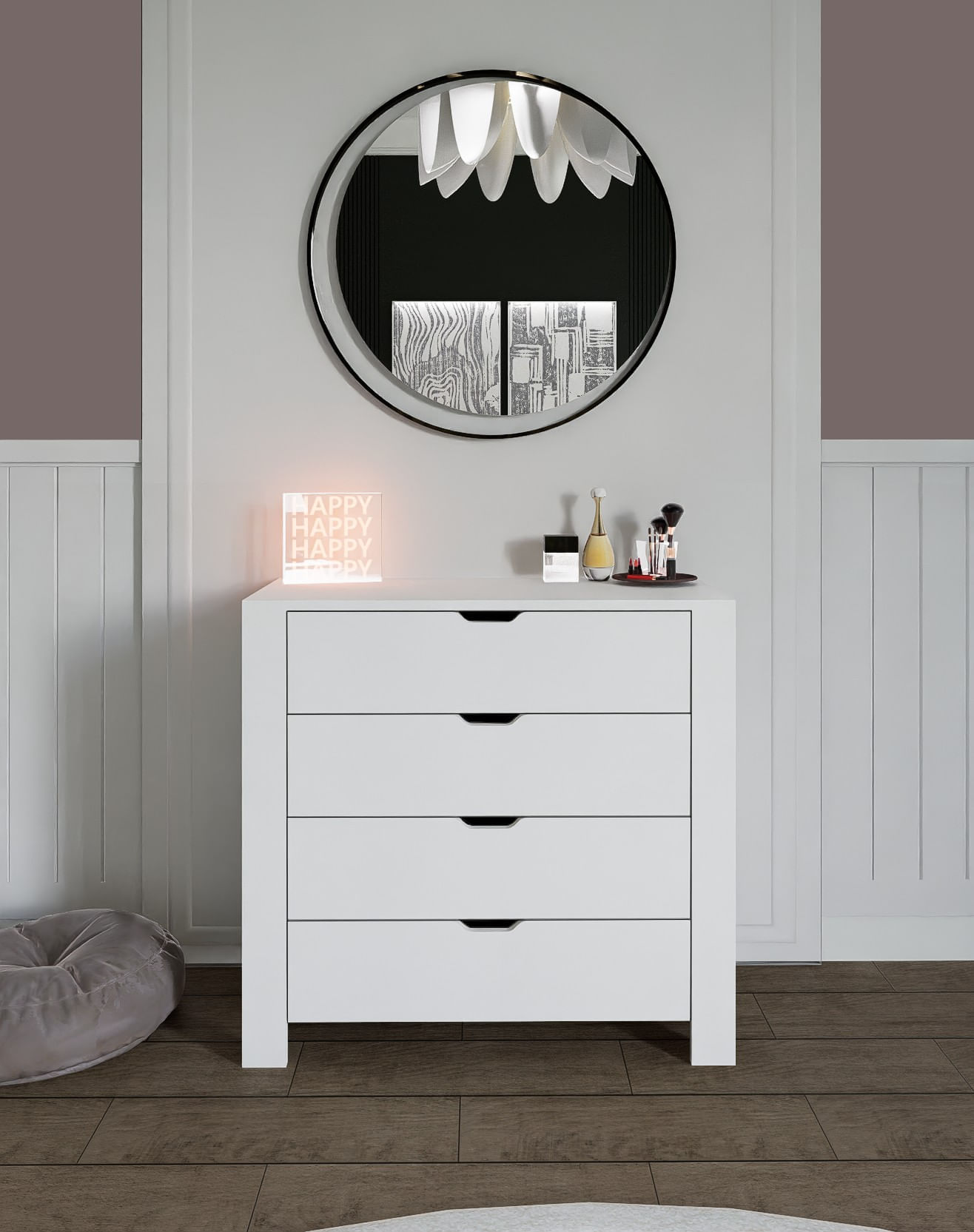 Comoda, Hanah Home, pal melaminat, alb, 90x42x85 cm — imaginea 6