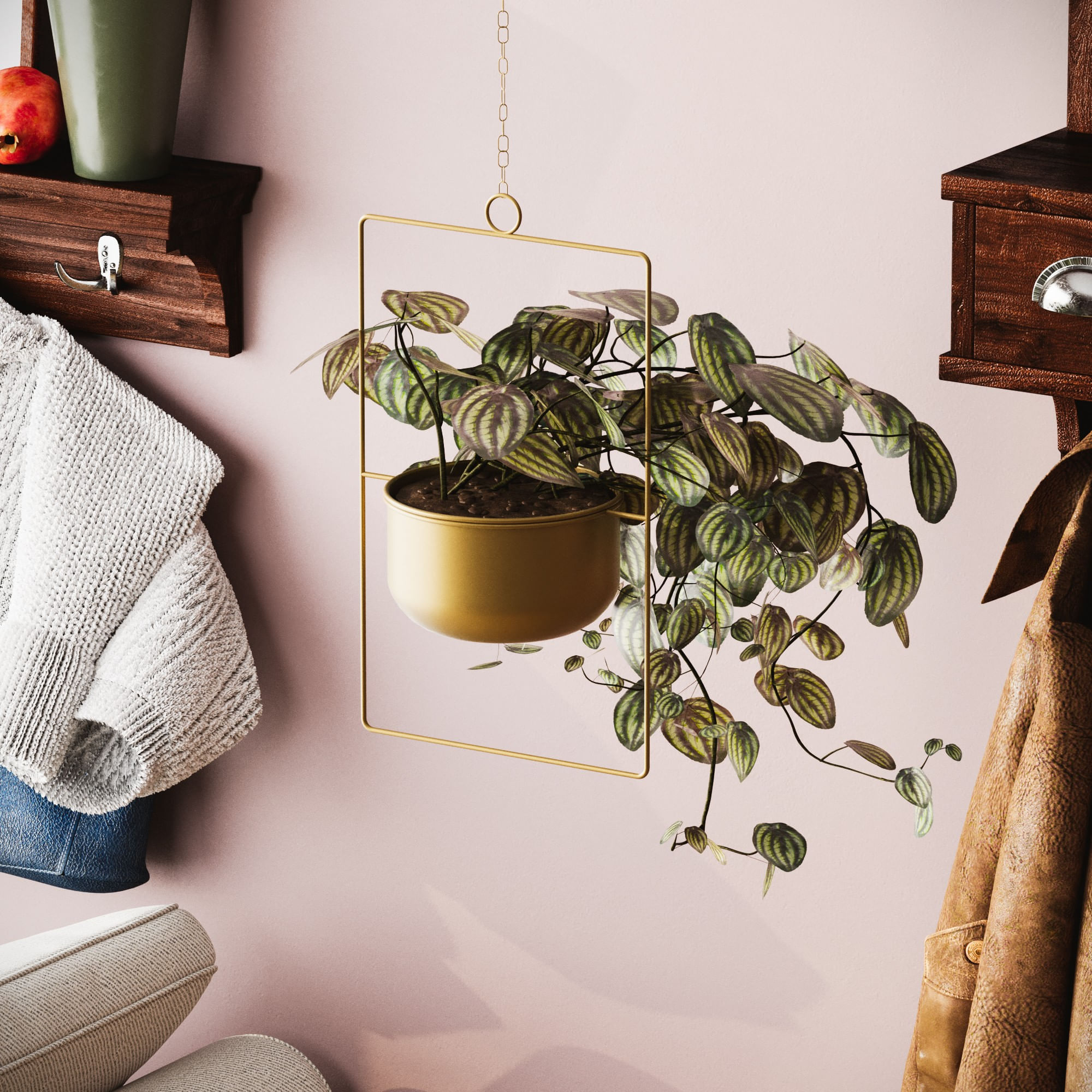 Ghiveci cu suport, Aberto Design, metal, auriu, 25x17x40 cm — imaginea 3