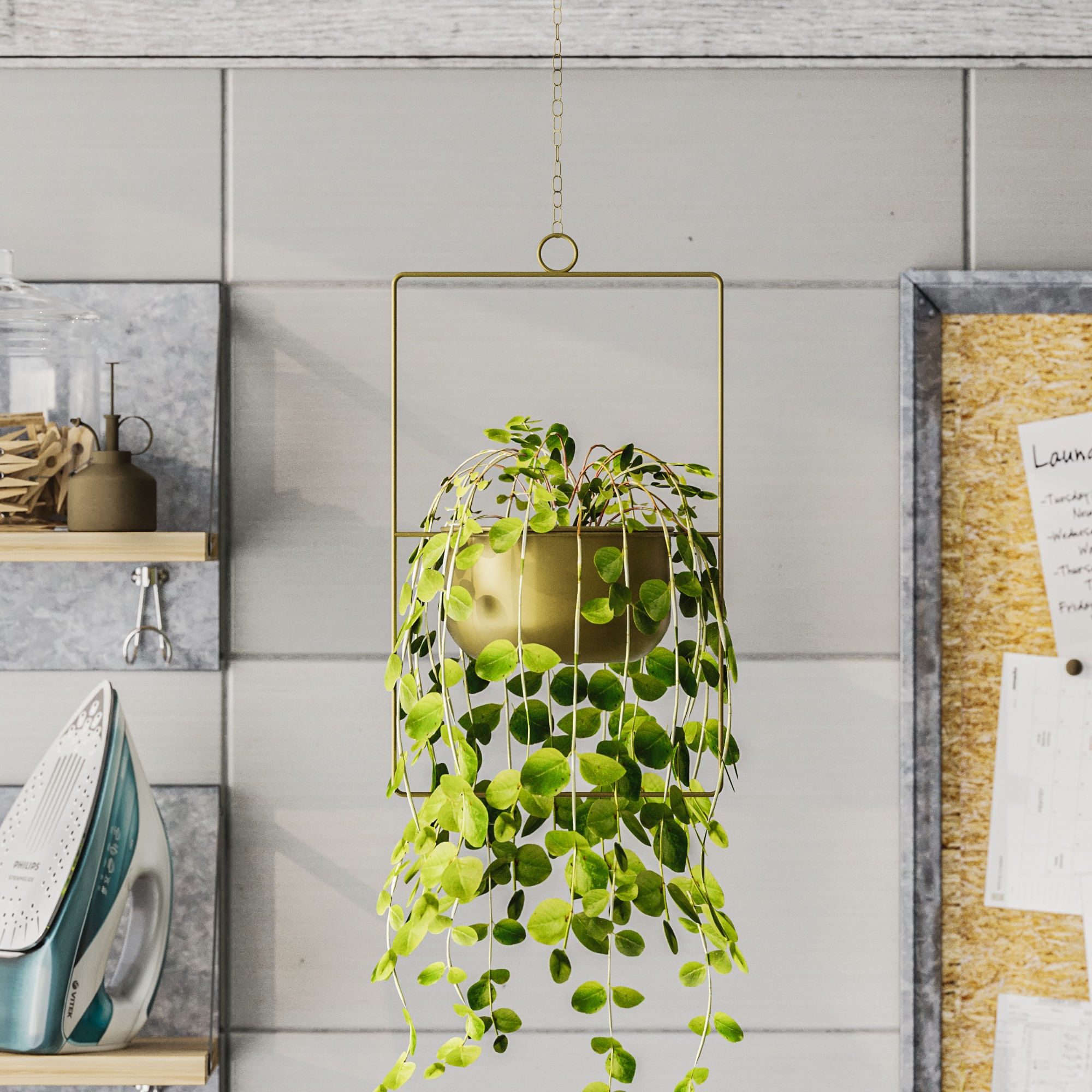 Ghiveci cu suport, Aberto Design, metal, auriu, 25x17x40 cm — imaginea 4