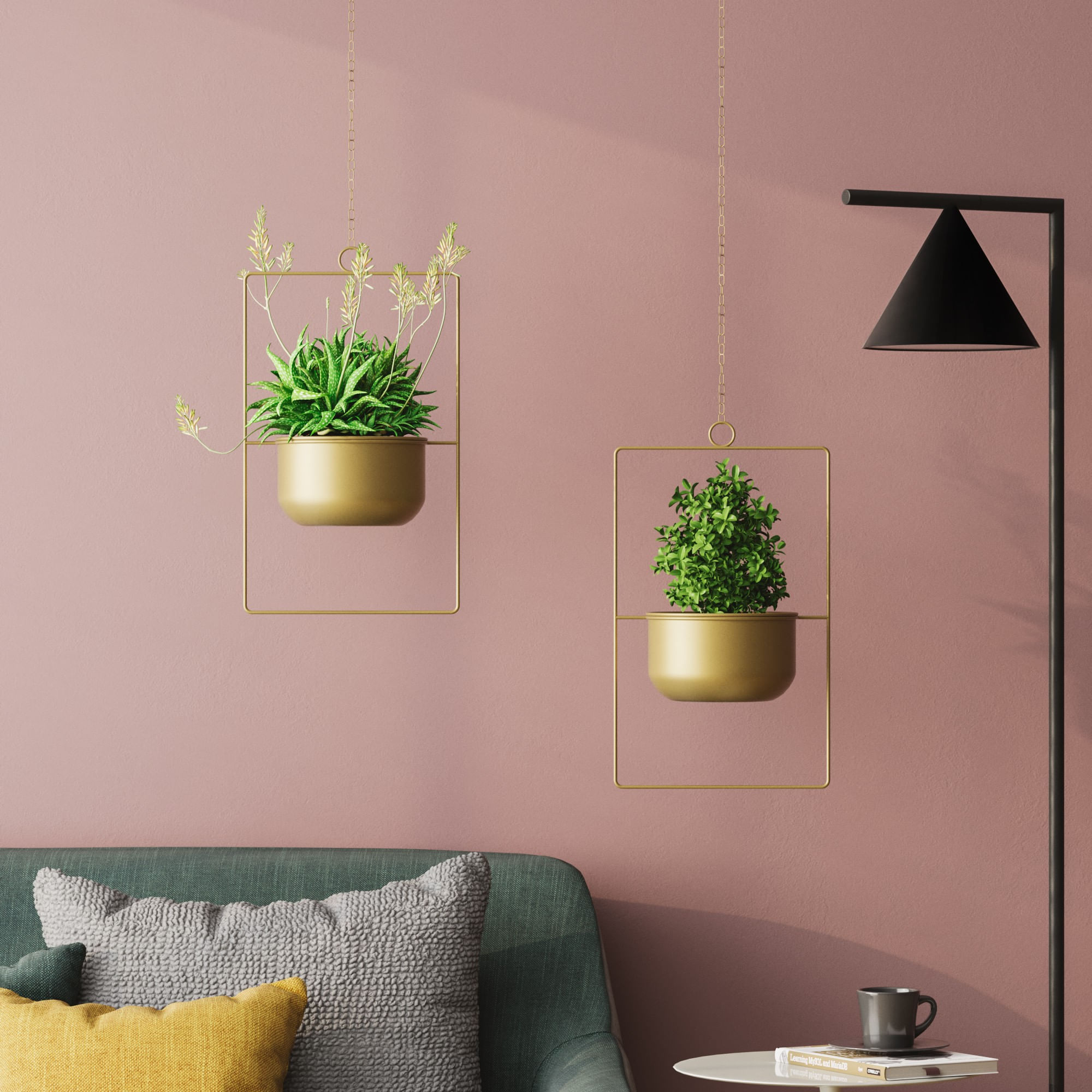 Ghiveci cu suport, Aberto Design, metal, auriu, 25x17x40 cm — imaginea 5