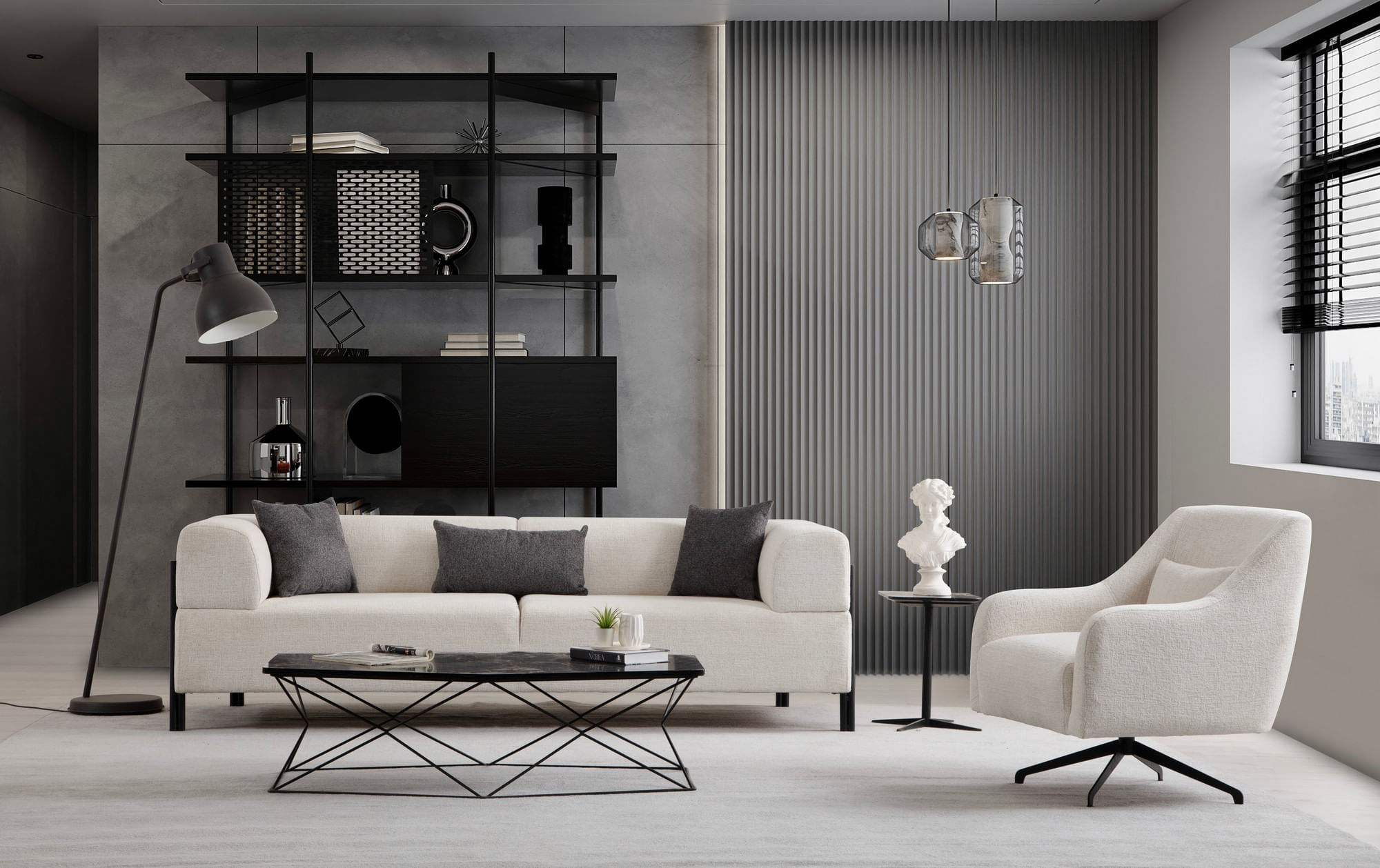 Fotoliu, Atelier Del Sofa, lemn fag si pal, alb, 80x95x88 cm — imaginea 5