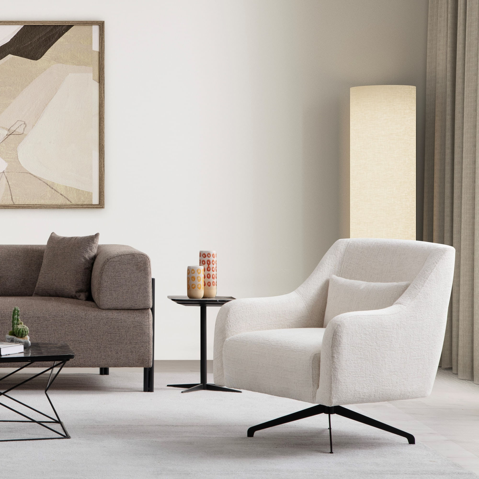 Fotoliu, Atelier Del Sofa, lemn fag si pal, alb, 80x95x88 cm — imaginea 6
