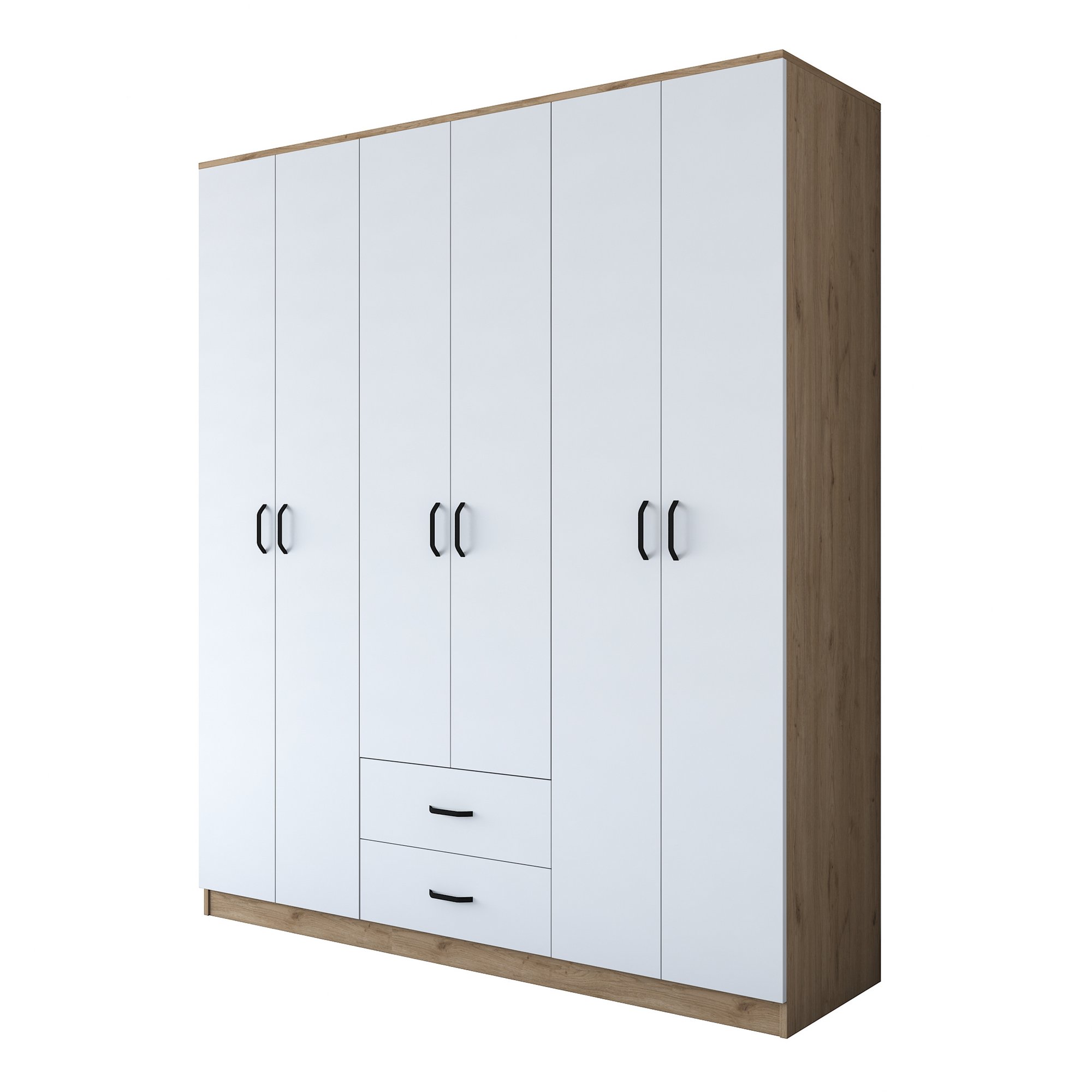 Sifonier, Hanah Home, pal melaminat, nuc si alb, 180x51.5x210 cm — imaginea 2