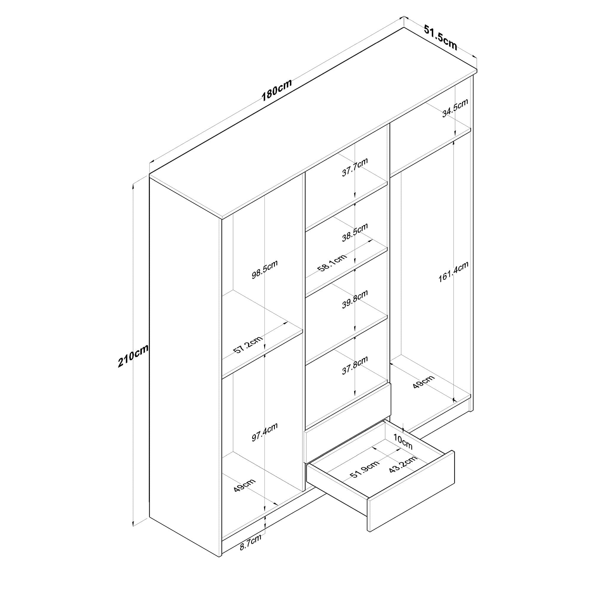 Sifonier, Hanah Home, pal melaminat, nuc si alb, 180x51.5x210 cm — imaginea 7