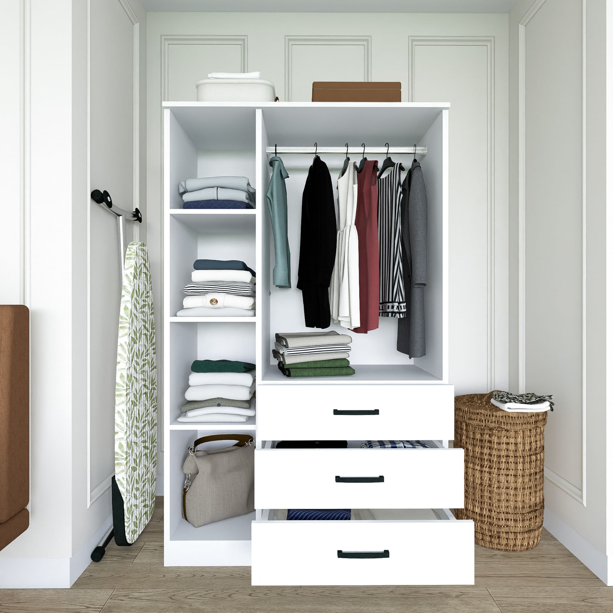 Dulap, Hanah Home, panou de particule melaminat, alb mat, 90x47x174.8 cm — imaginea 2