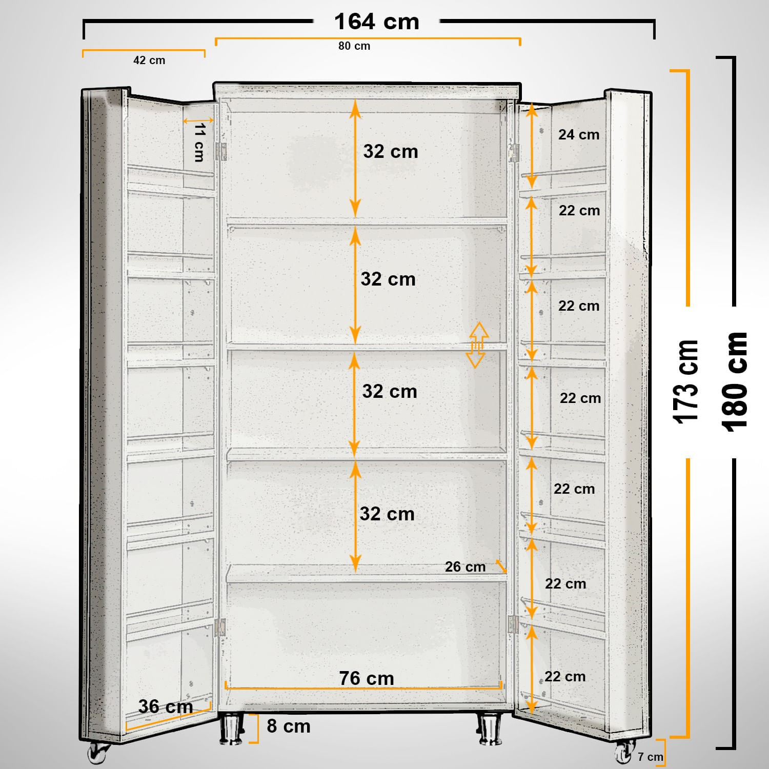Dulap multifunctional, Hanah Home, pal, alb, 80x42x180 cm — imaginea 7