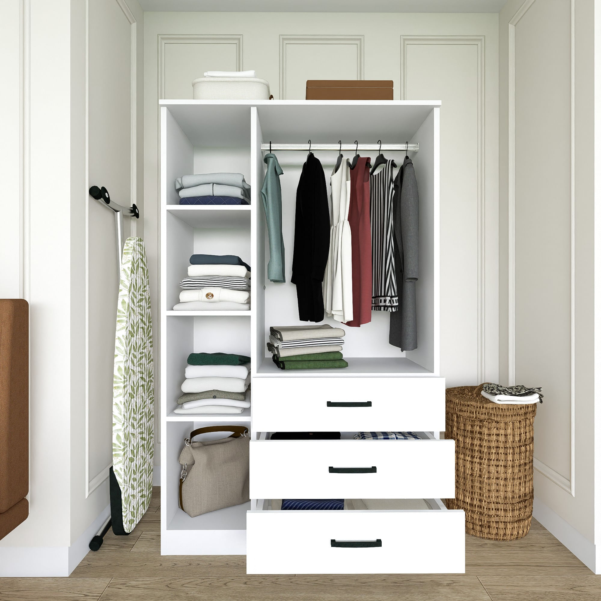 Dulap, Hanah Home, panou de particule melaminat, alb mat, 90x47x174.8 cm — imaginea 7