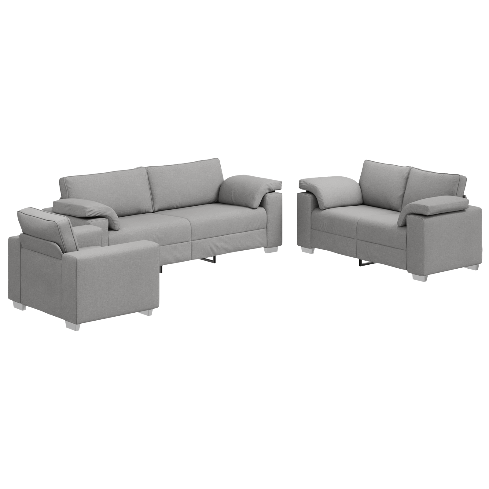 Set canapea, 3 piese, perne gri nor — imaginea 2
