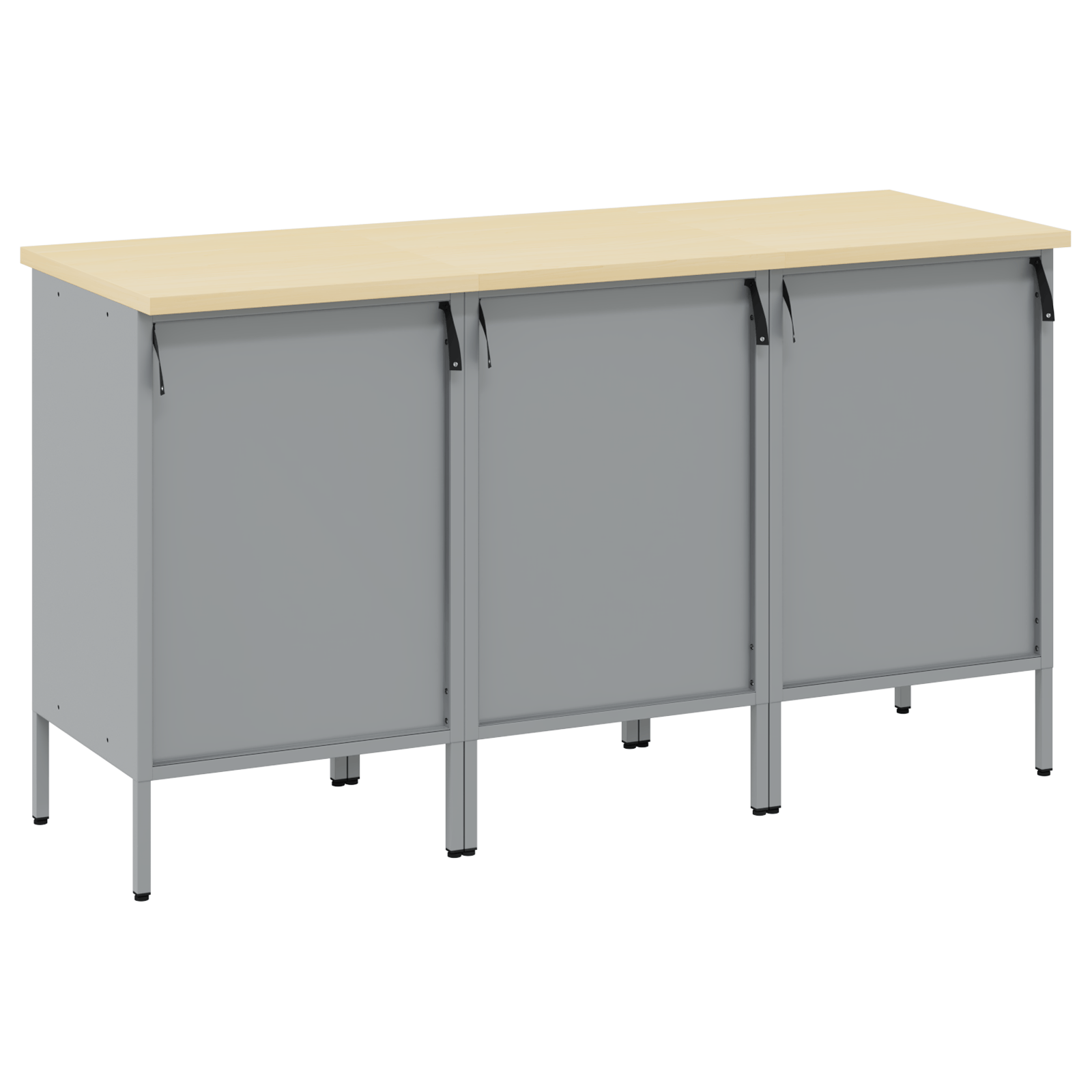 Set de dulap de lucru 3 piese Negru si Gri din lemn ingineresc si otel — imaginea 7