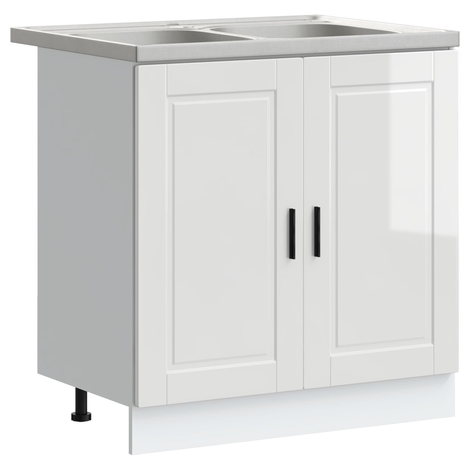 Dulap baza Porto cu chiuveta, alb lucios, 80x46x84,5 cm, lemn — imaginea 2